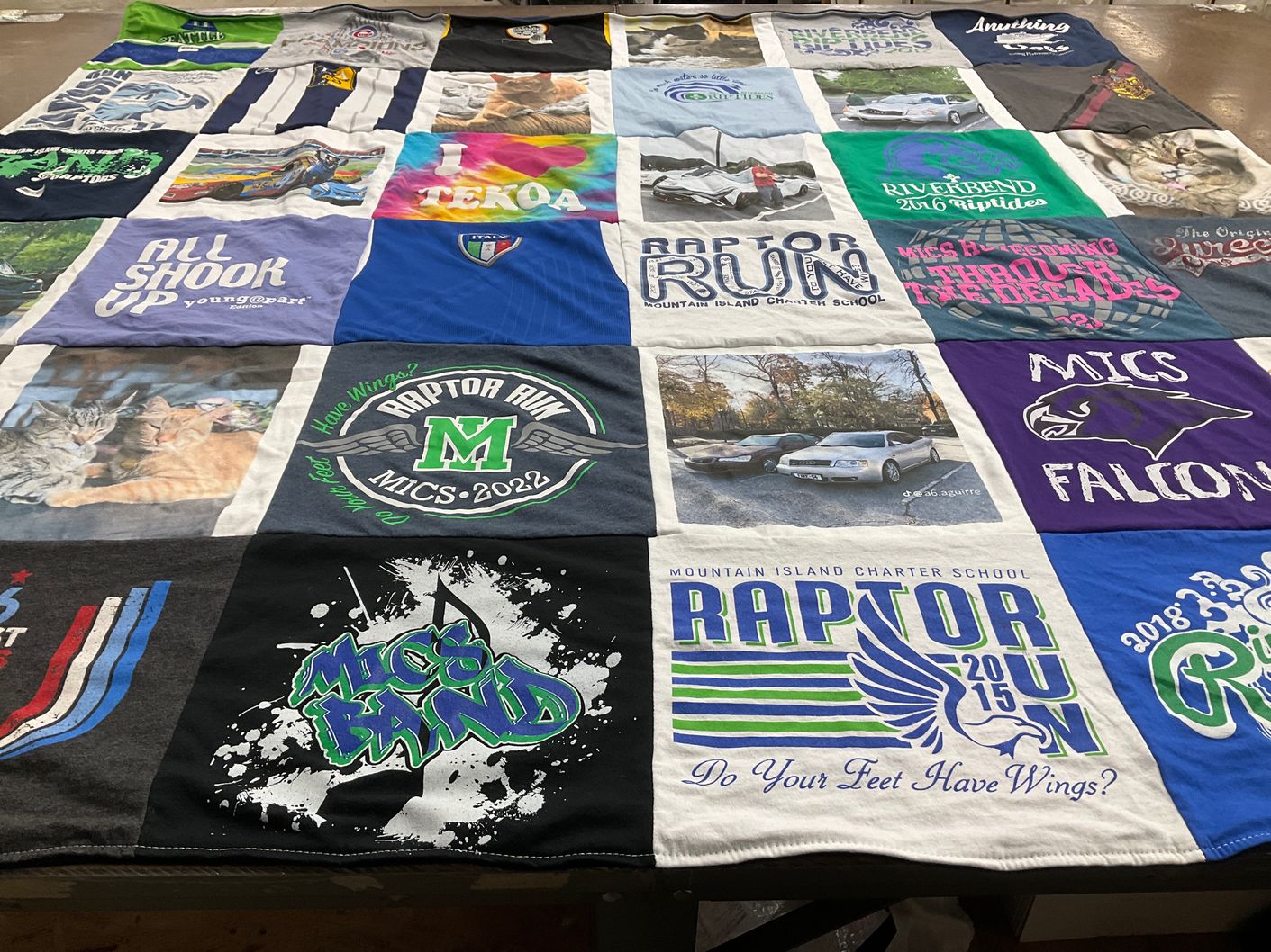 T-shirt quilt featuring mics band, mics falcons by Laura from NC