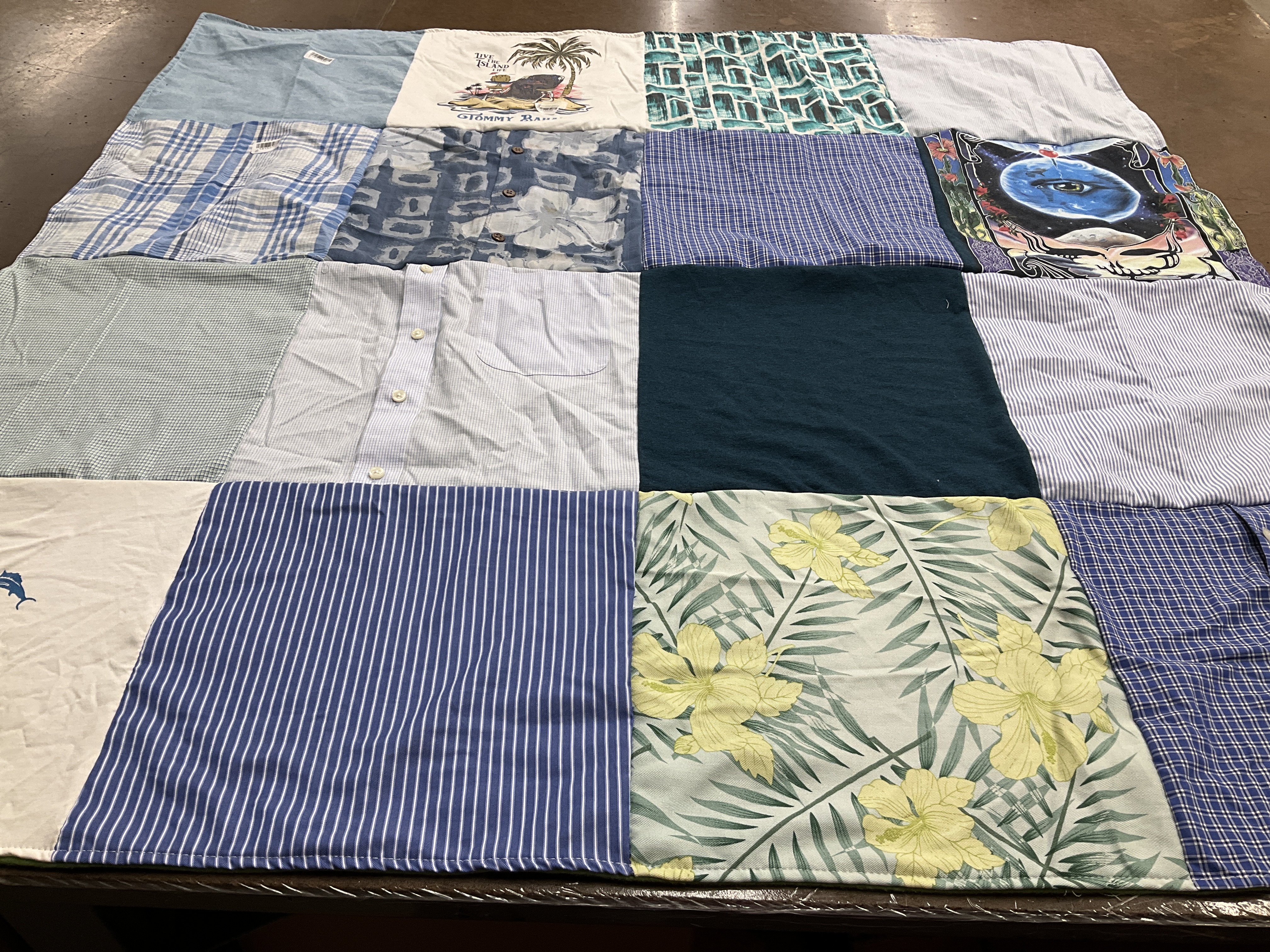 T-shirt quilt with beach, nature themes by Isabella from CA