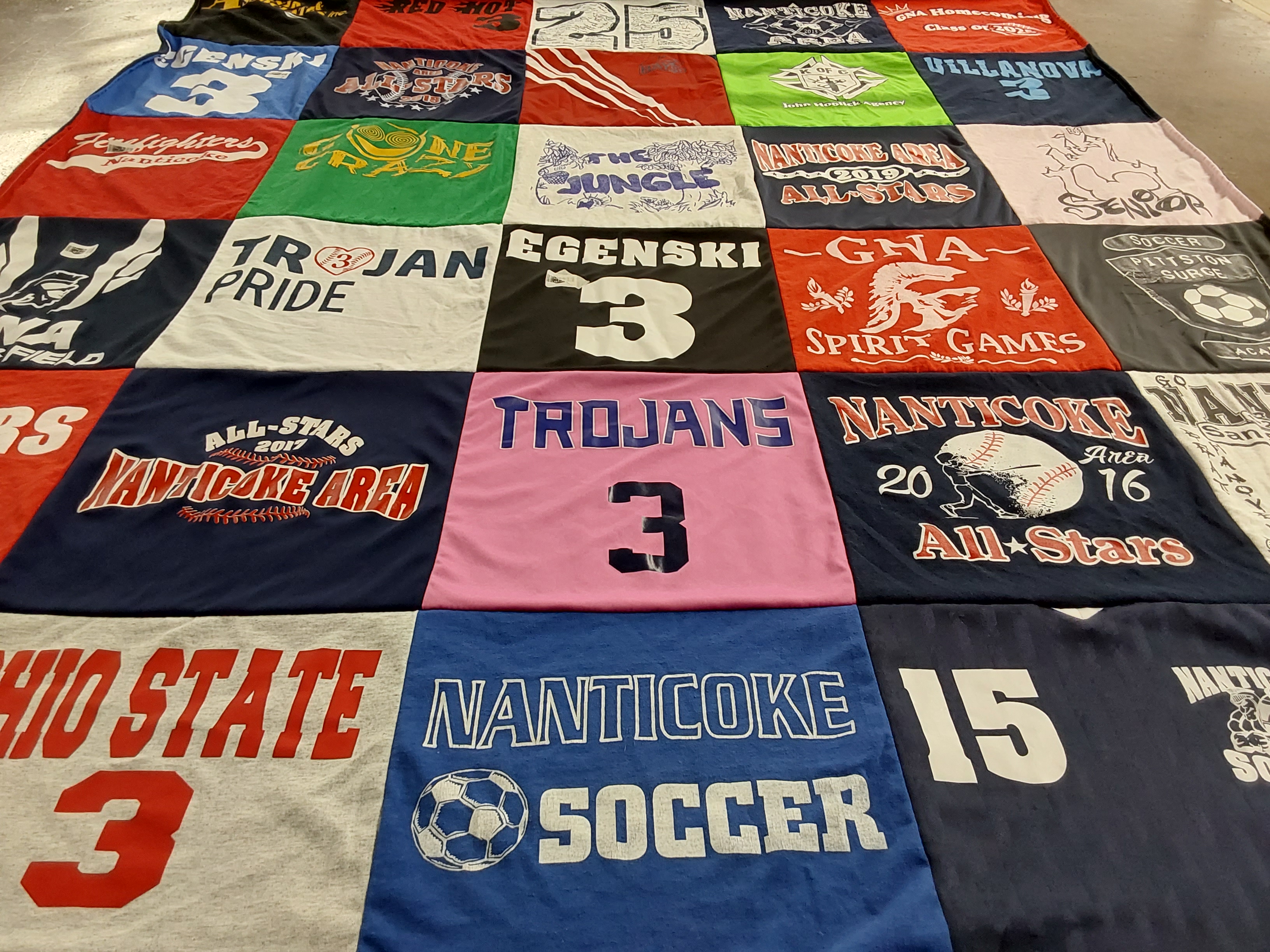 T-shirt quilt featuring nantikoke area sports team by Tracey from PA