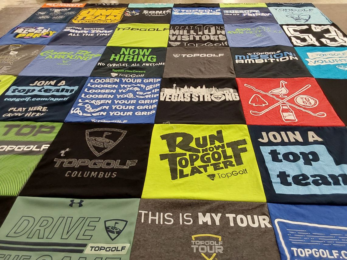 T-shirt quilt with golfing, recreation themes by Jeff from SC