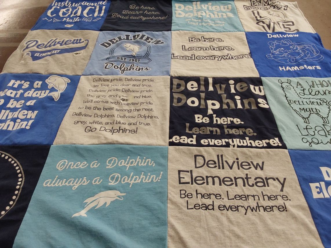 T-shirt quilt featuring dellview dolphins, dellview hamsters by Wendy from TX