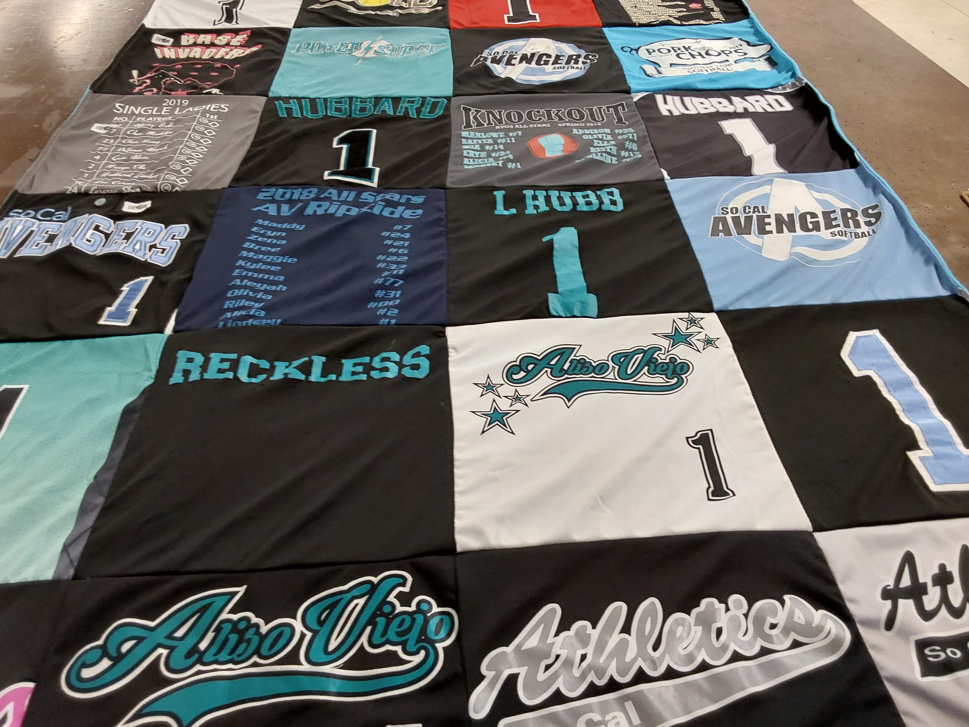 T-shirt quilt featuring so cal avengers softball by Jen from CA
