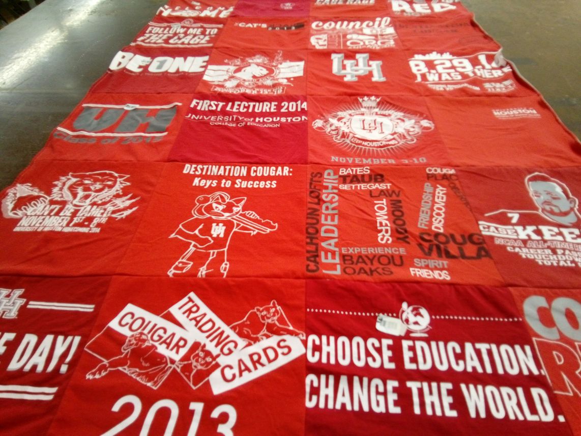 T-shirt quilt featuring houston cougars by Geordie from TX