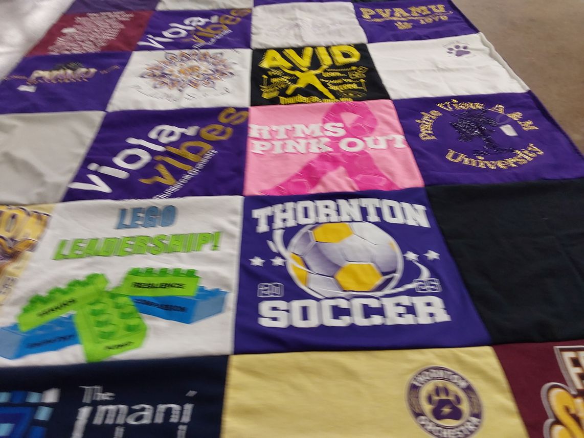 T-shirt quilt featuring thornton high school soccer by Courtney from TX