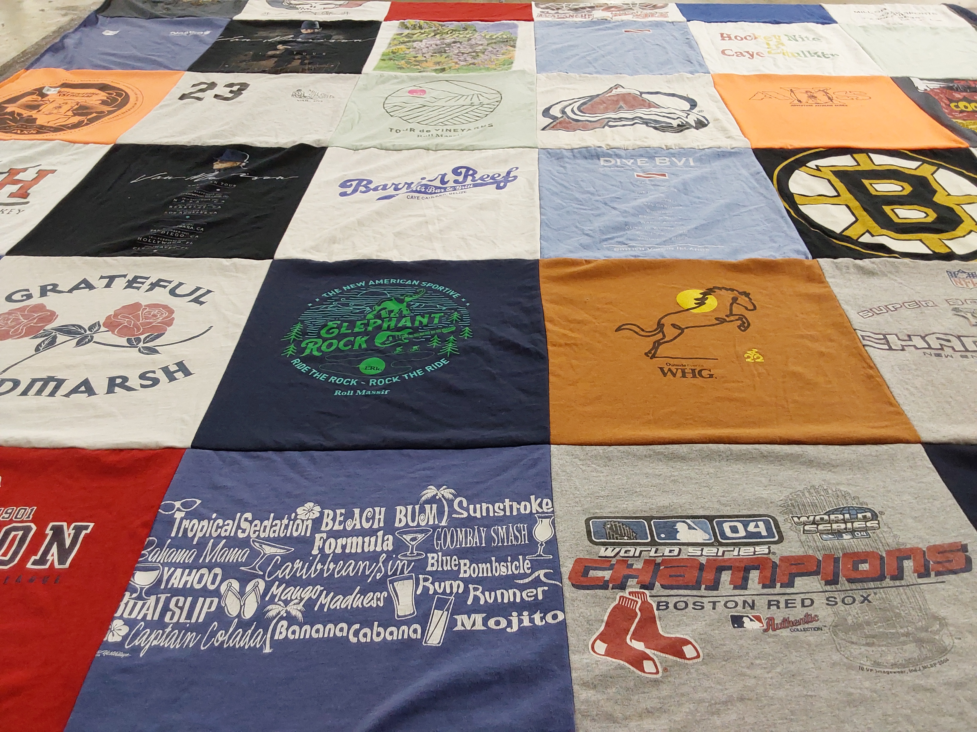 T-shirt quilt featuring boston red sox, colorado avalanche by Kristen from CO