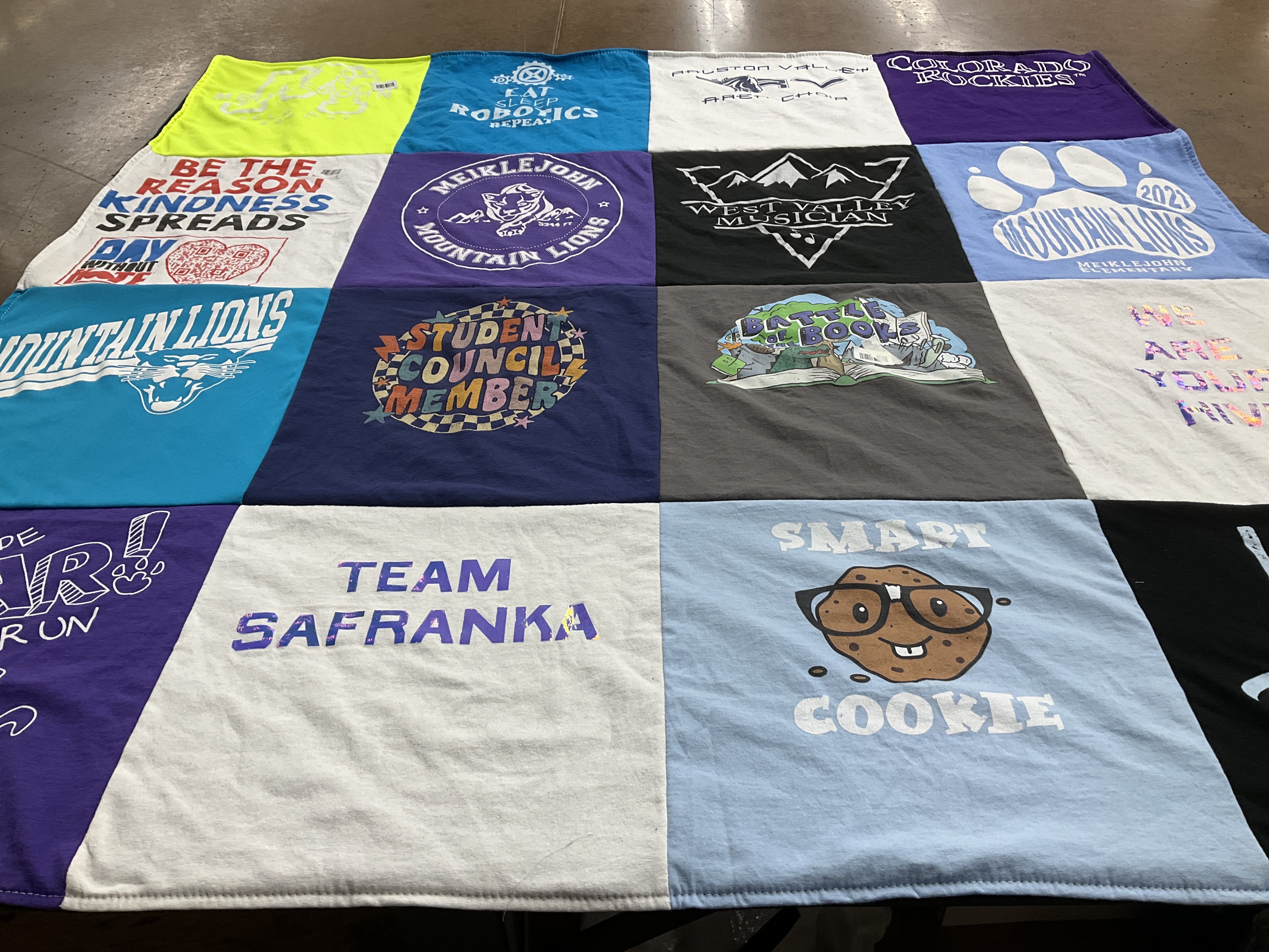 T-shirt quilt featuring mountain lions by Allison from CO