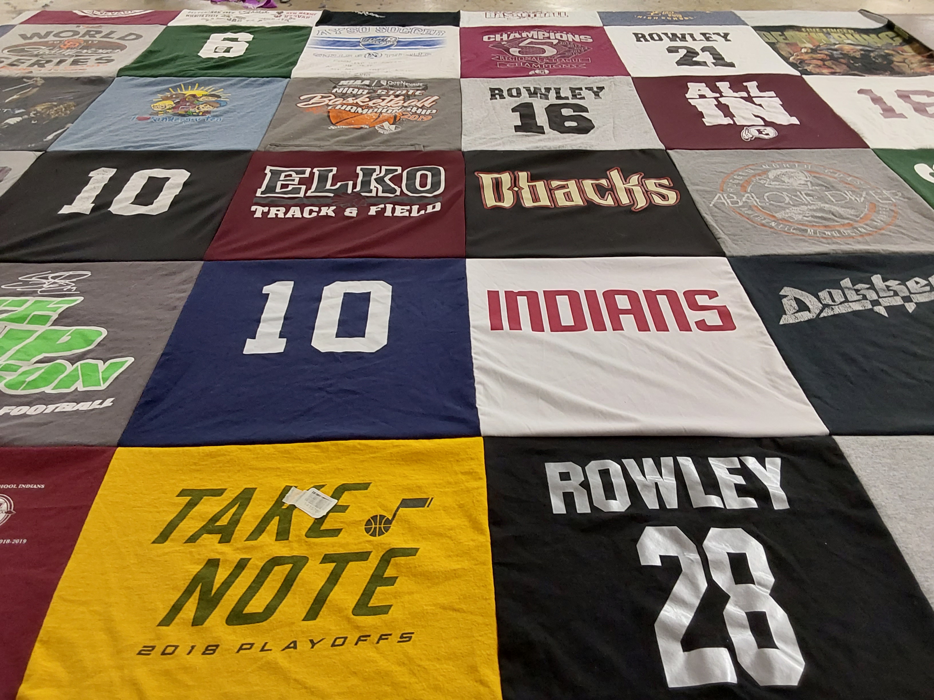 T-shirt quilt featuring dbacks, indians by Brandy from NV