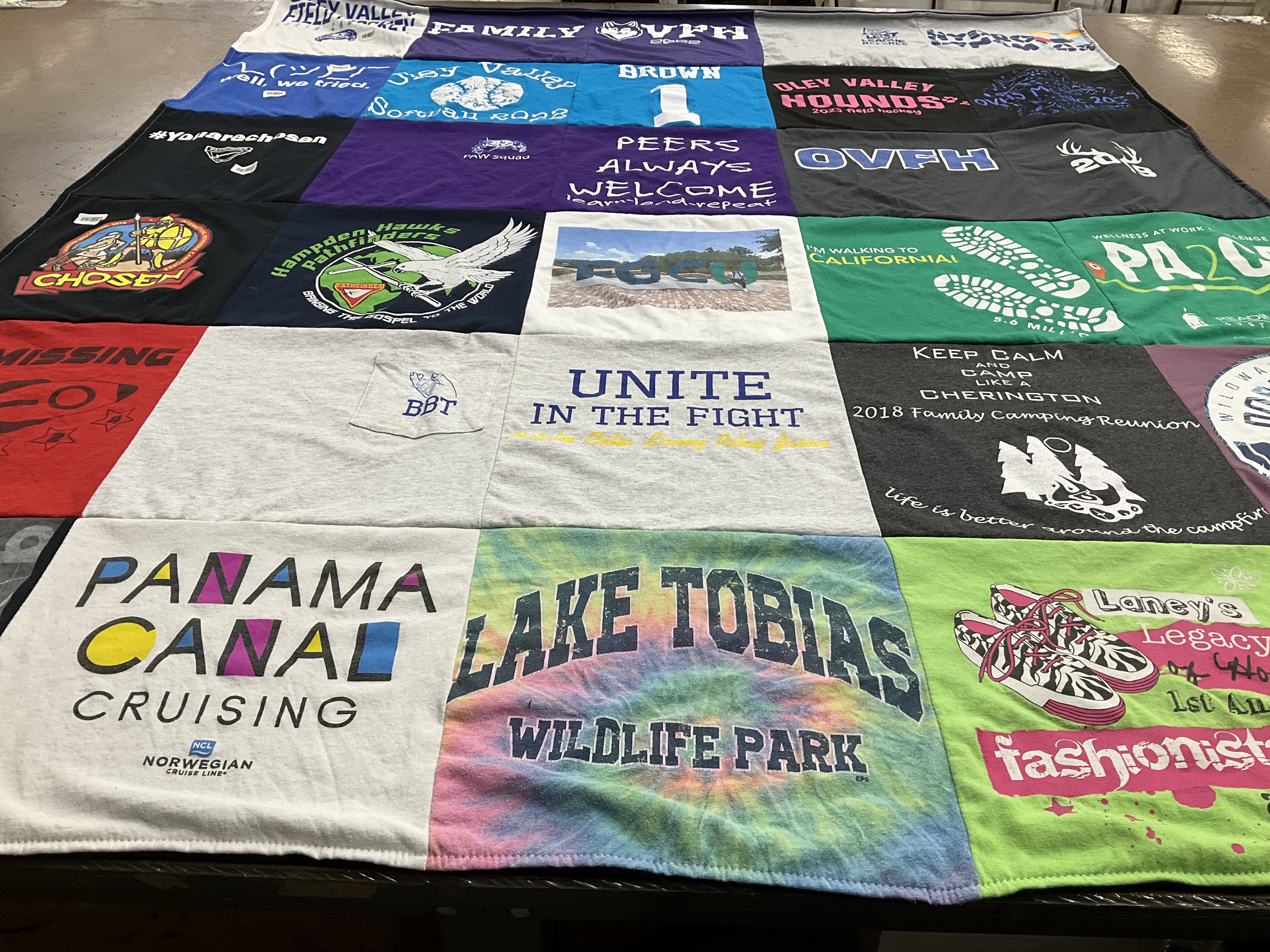 T-shirt quilt featuring hamden hall country day school varsity hawks by Cheryl from PA