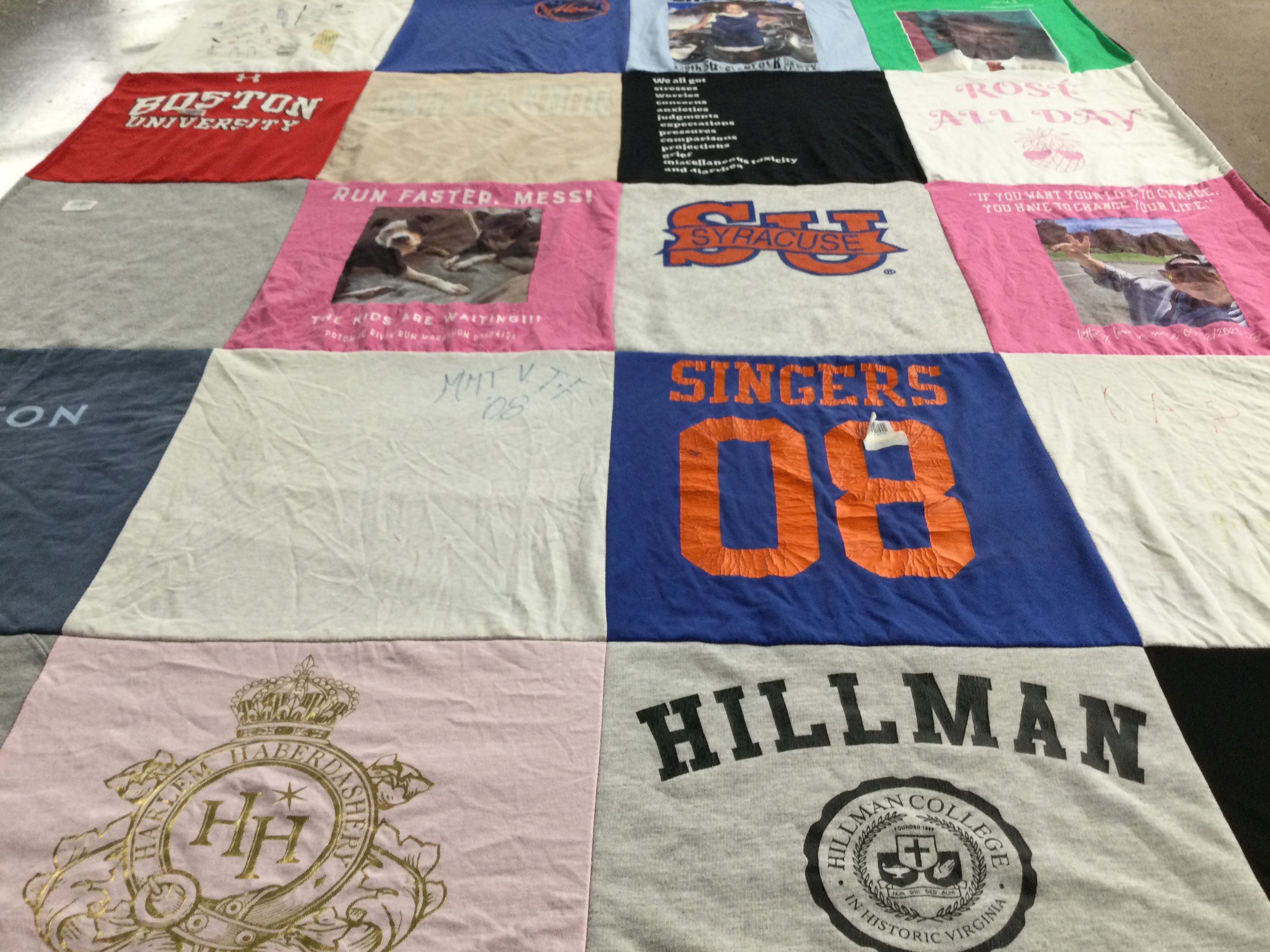 T-shirt quilt from boston university, syracuse university by Kayana from CT