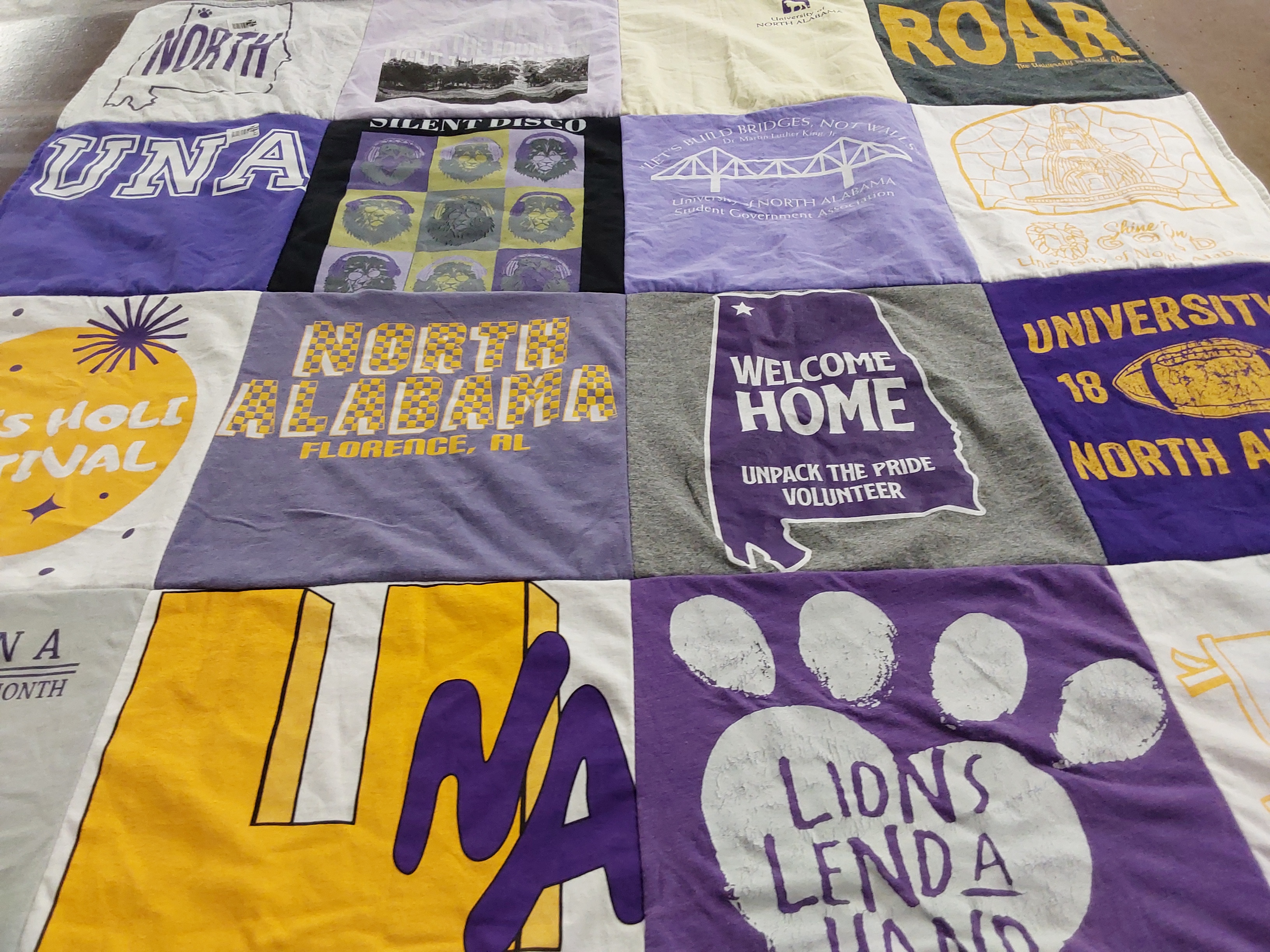 T-shirt quilt from university of north alabama, una by Sheila from AL