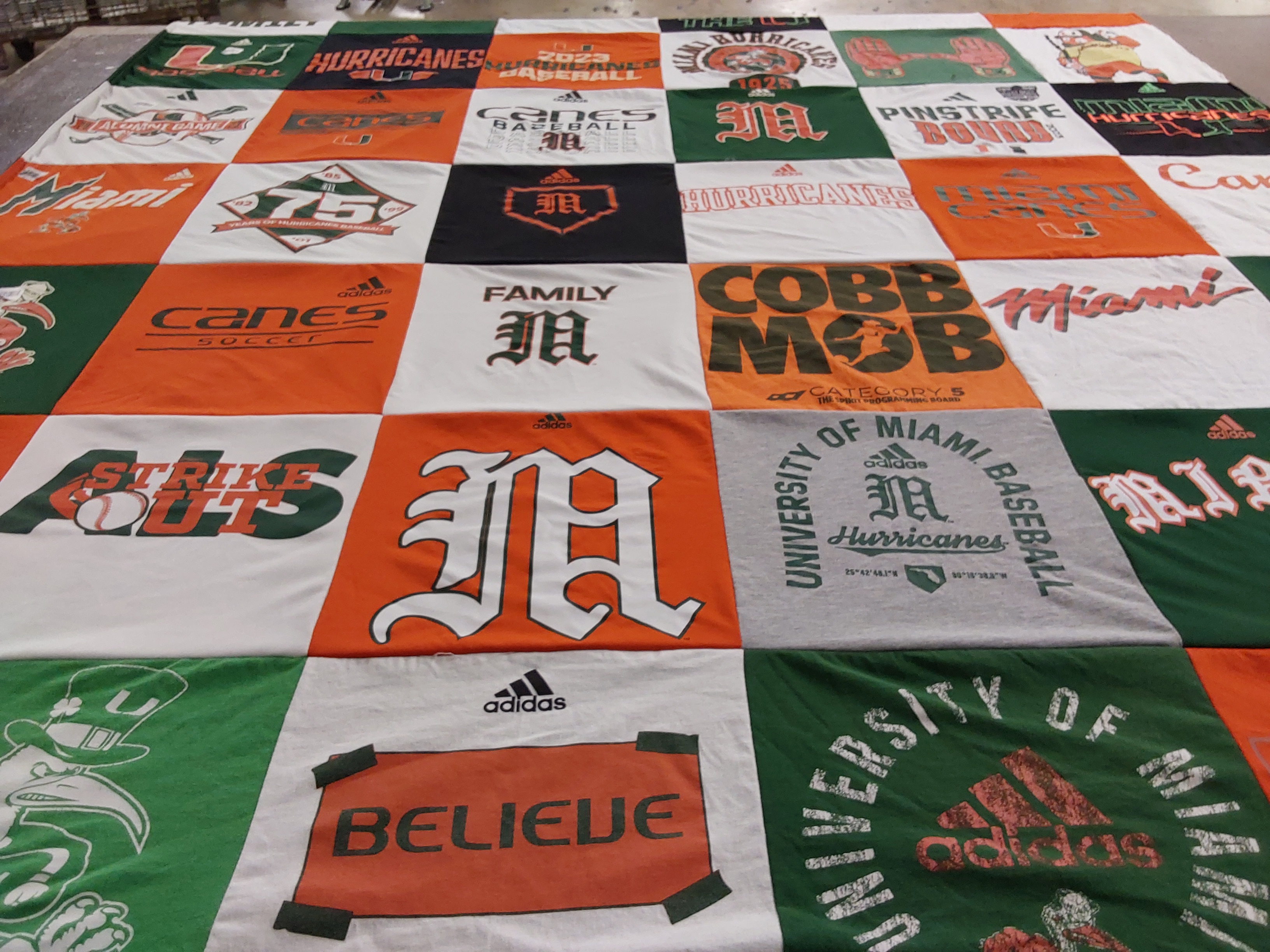 T-shirt quilt featuring university of miami hurricanes by Allison from NY