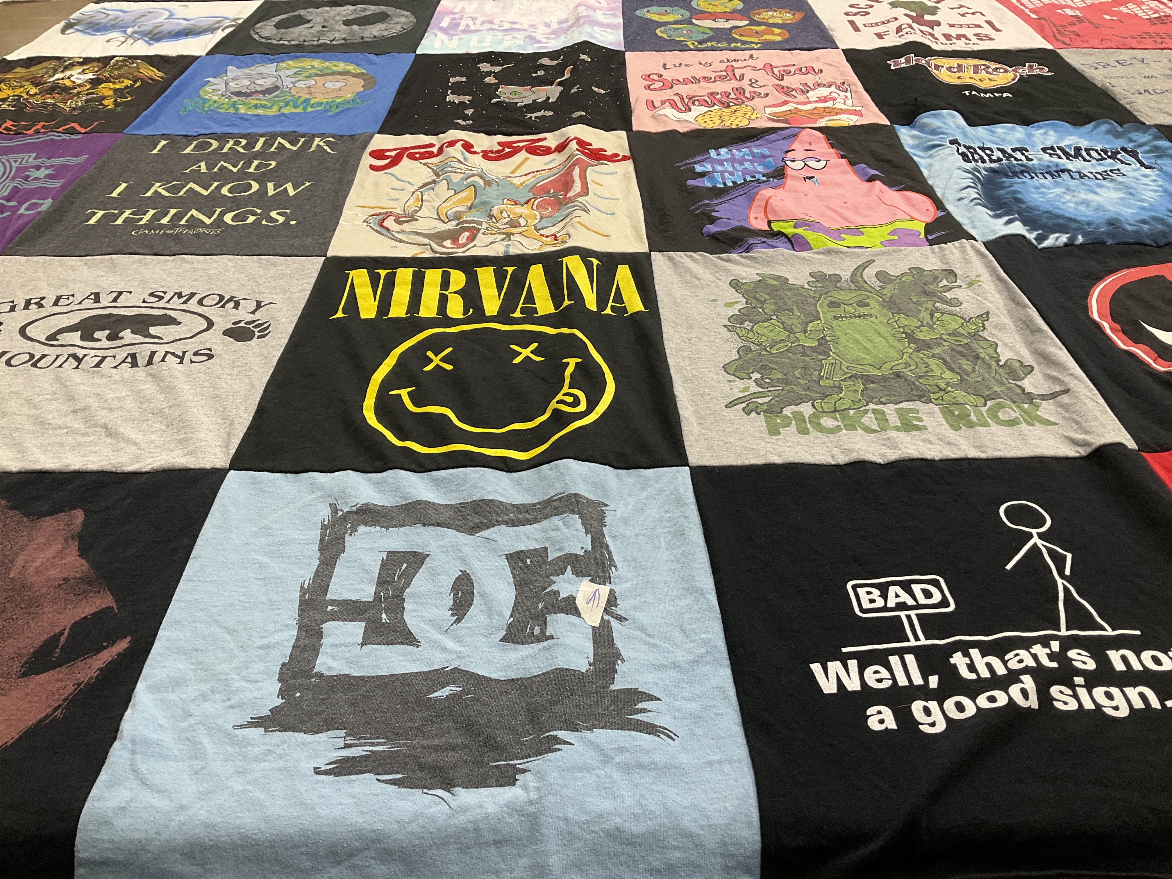 T-shirt quilt with music, outdoors themes by Brianna from FL