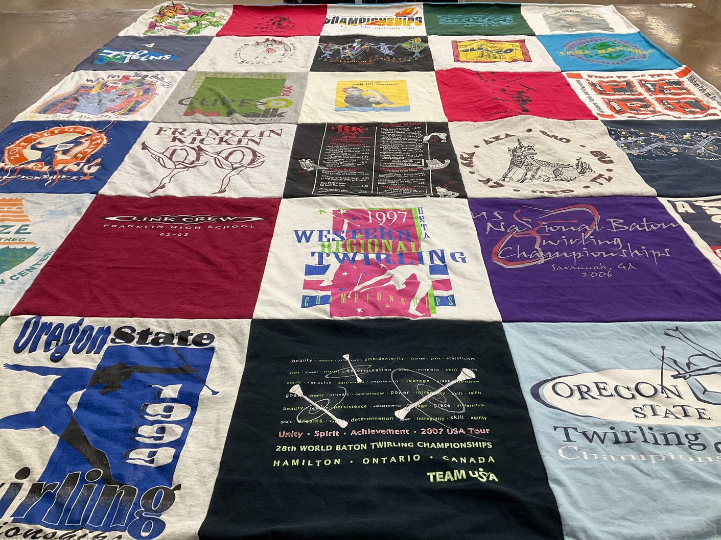 T-shirt quilt from oregon state university, franklin high school by Deborah from OR