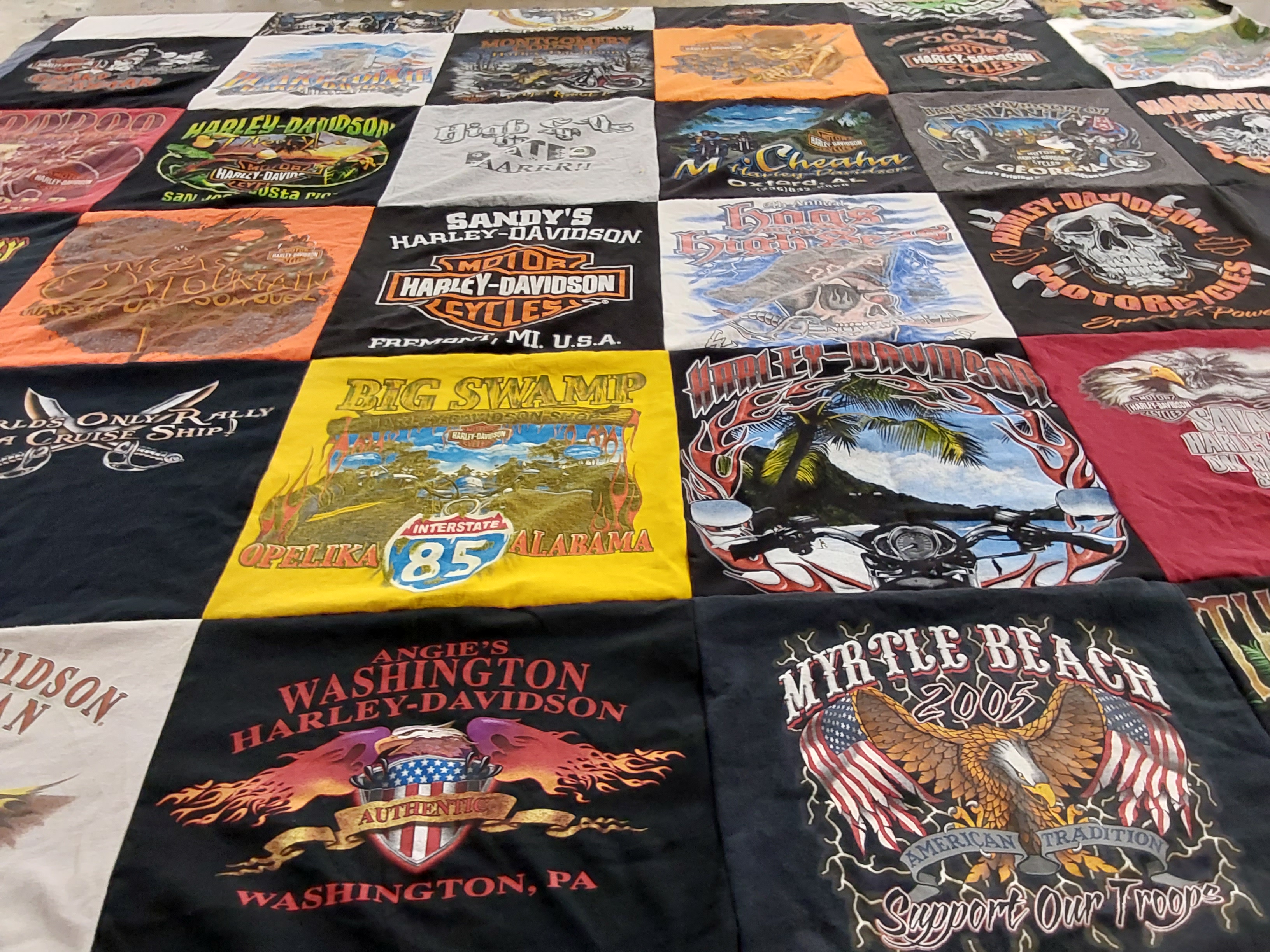 T-shirt quilt with motorcycles, rallies themes by Steve from AL