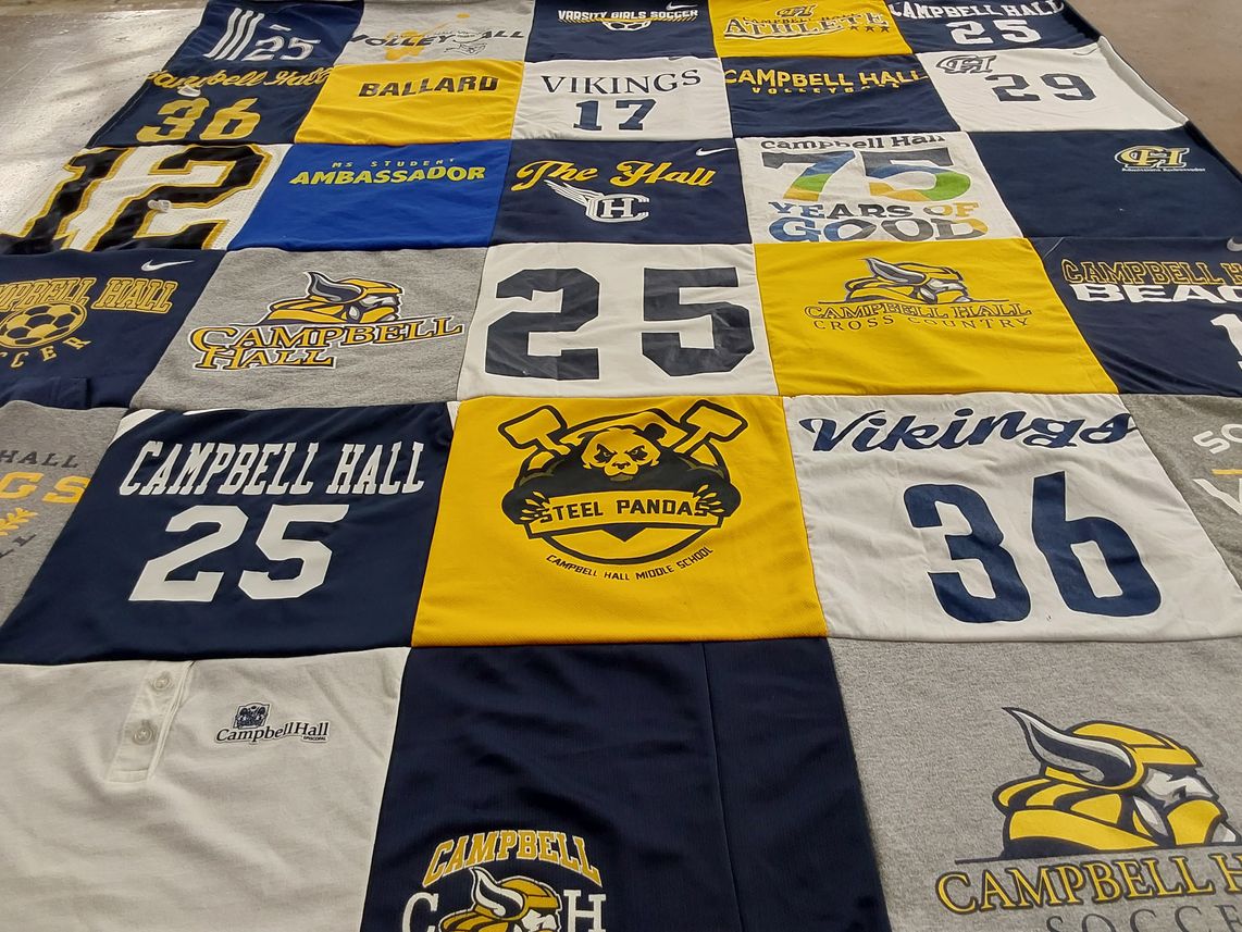 T-shirt quilt featuring campbell hall soccer, campbell hall cross country by Sabrina from CA