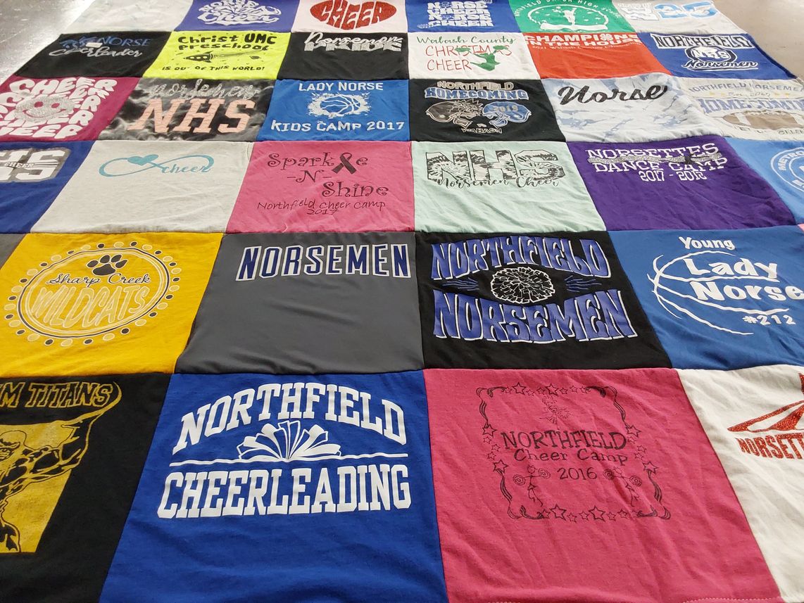 T-shirt quilt featuring northfield norsemen, young lady norse by Rebekah from IN