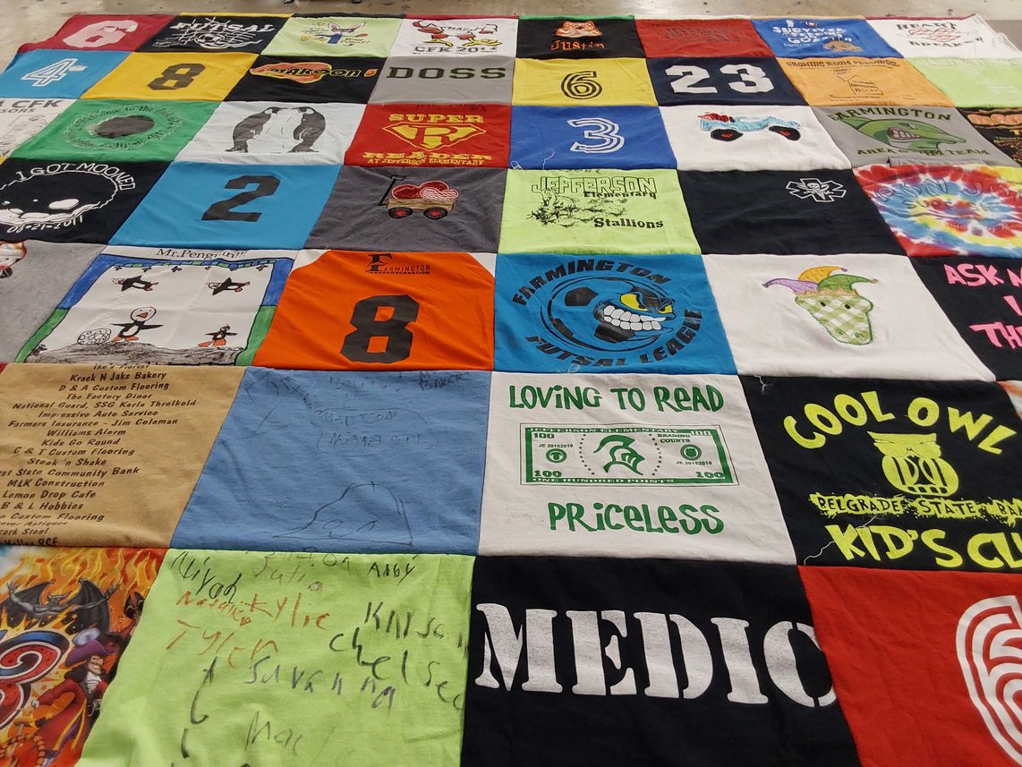 T-shirt quilt featuring farmington stallions by Myra from MO