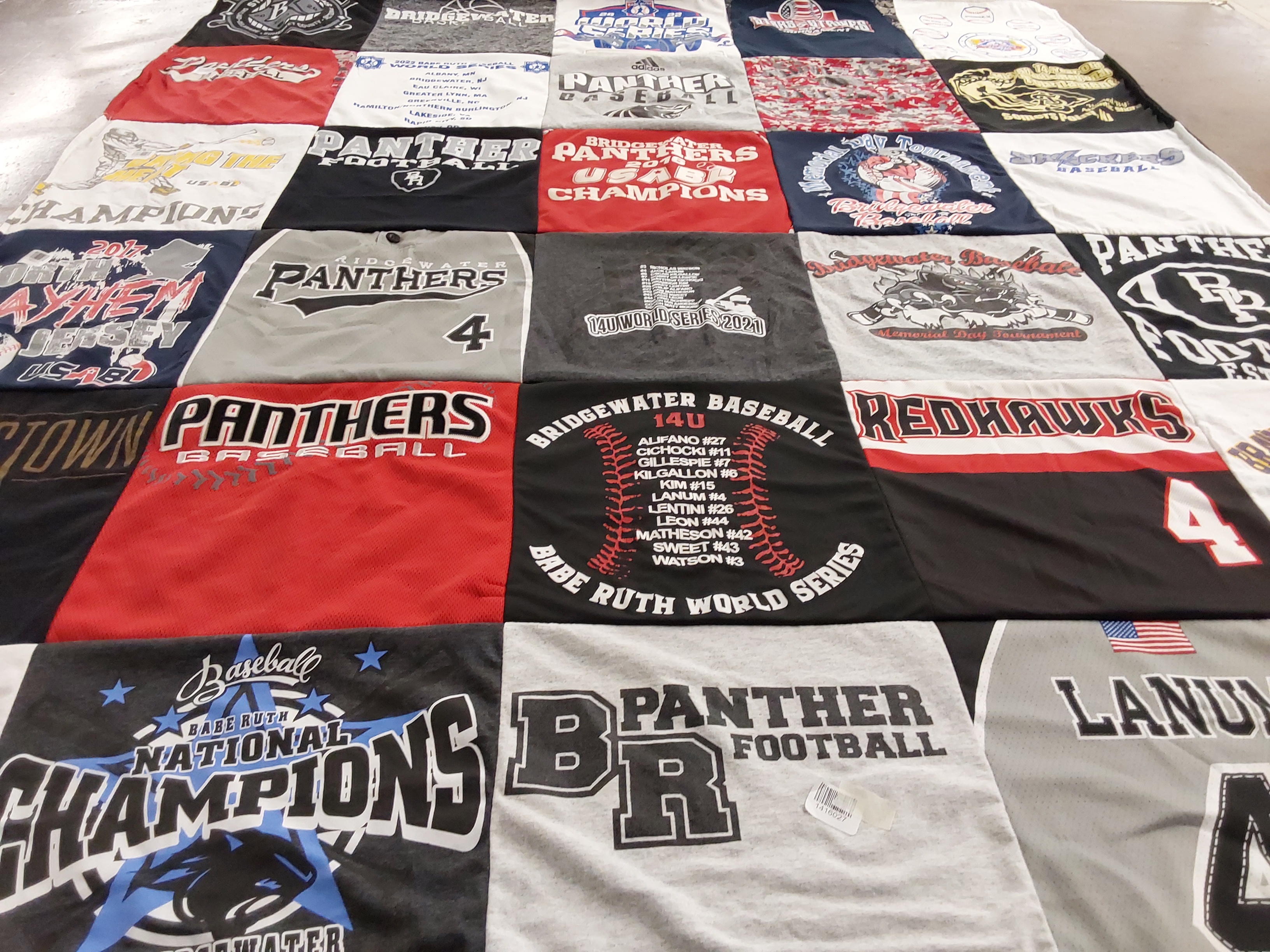 T-shirt quilt featuring bridgewater redhawks, bridgewater panthers by stacy from NJ