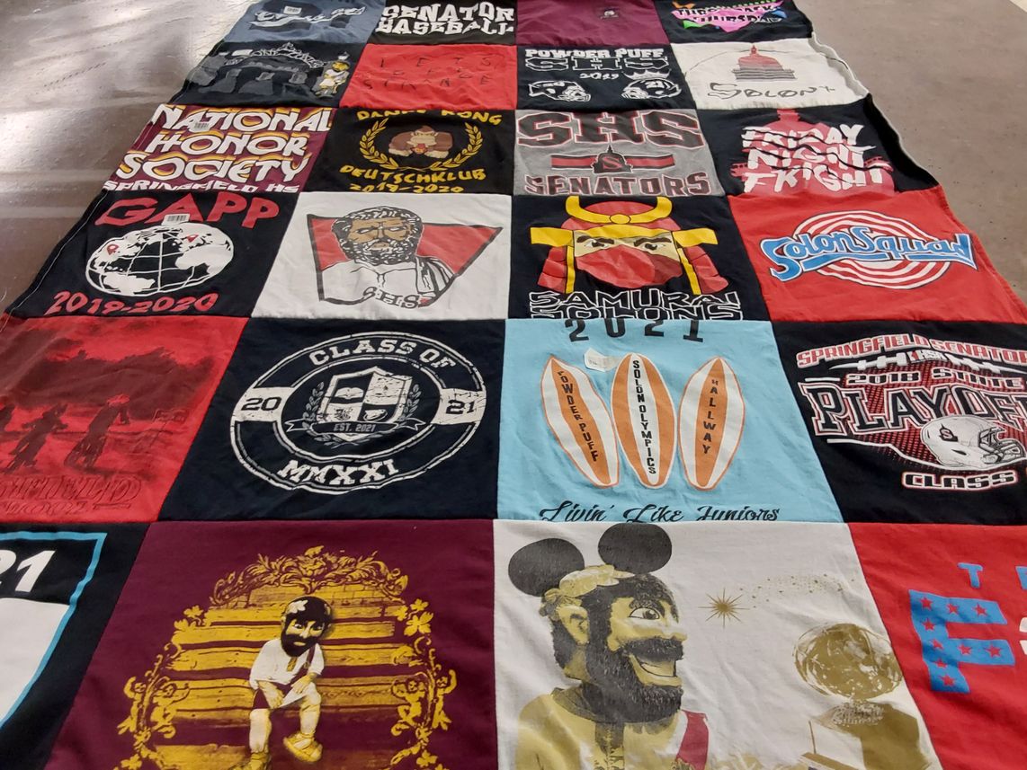T-shirt quilt featuring springfield high school senators by Laura from IL