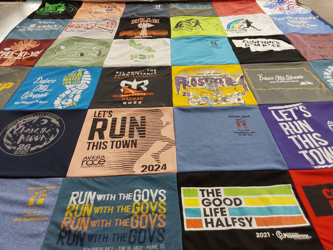 T-shirt quilt with running, events themes by Renae from SD