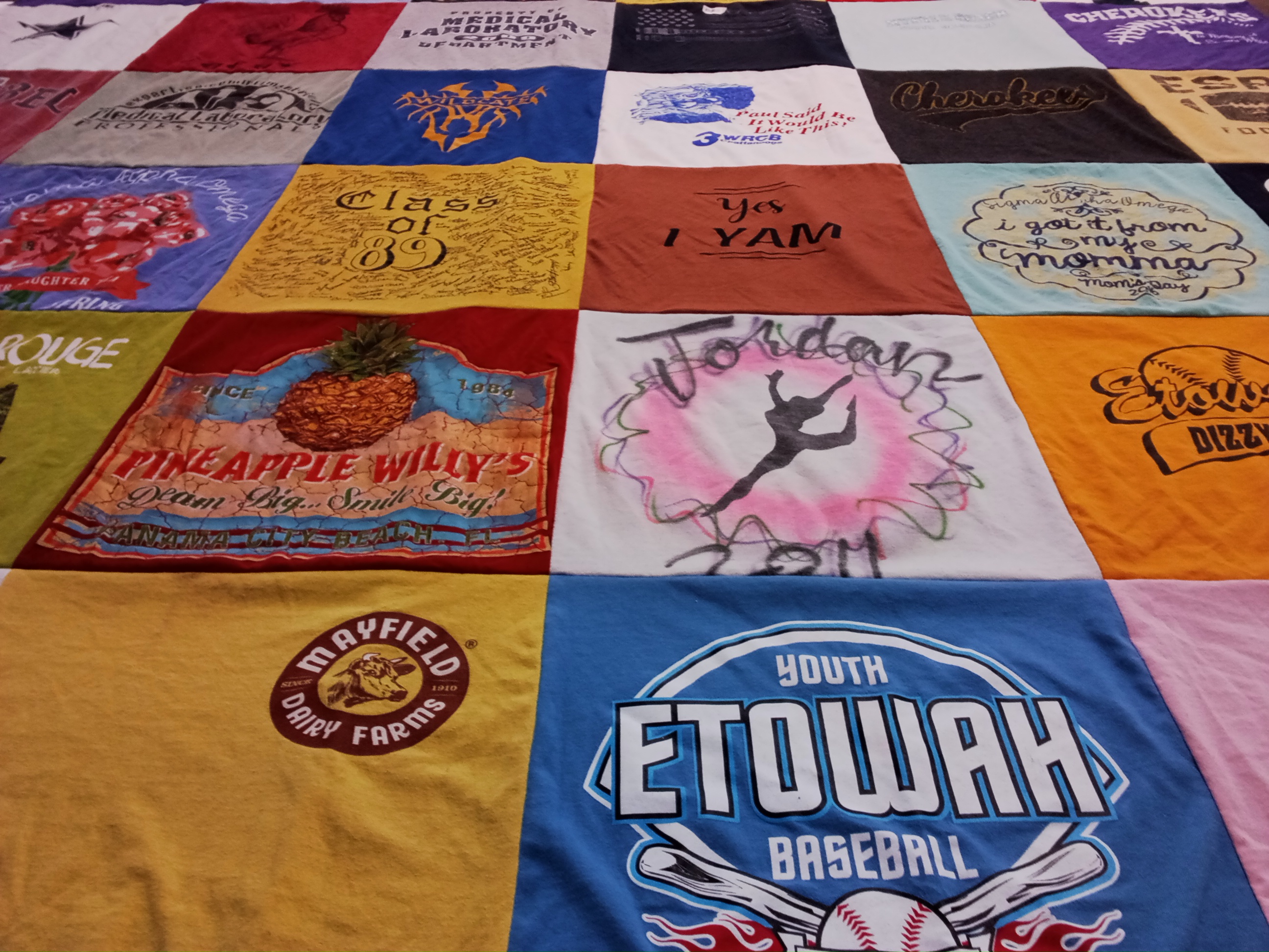 T-shirt quilt featuring etowah youth baseball by Cathy from TN