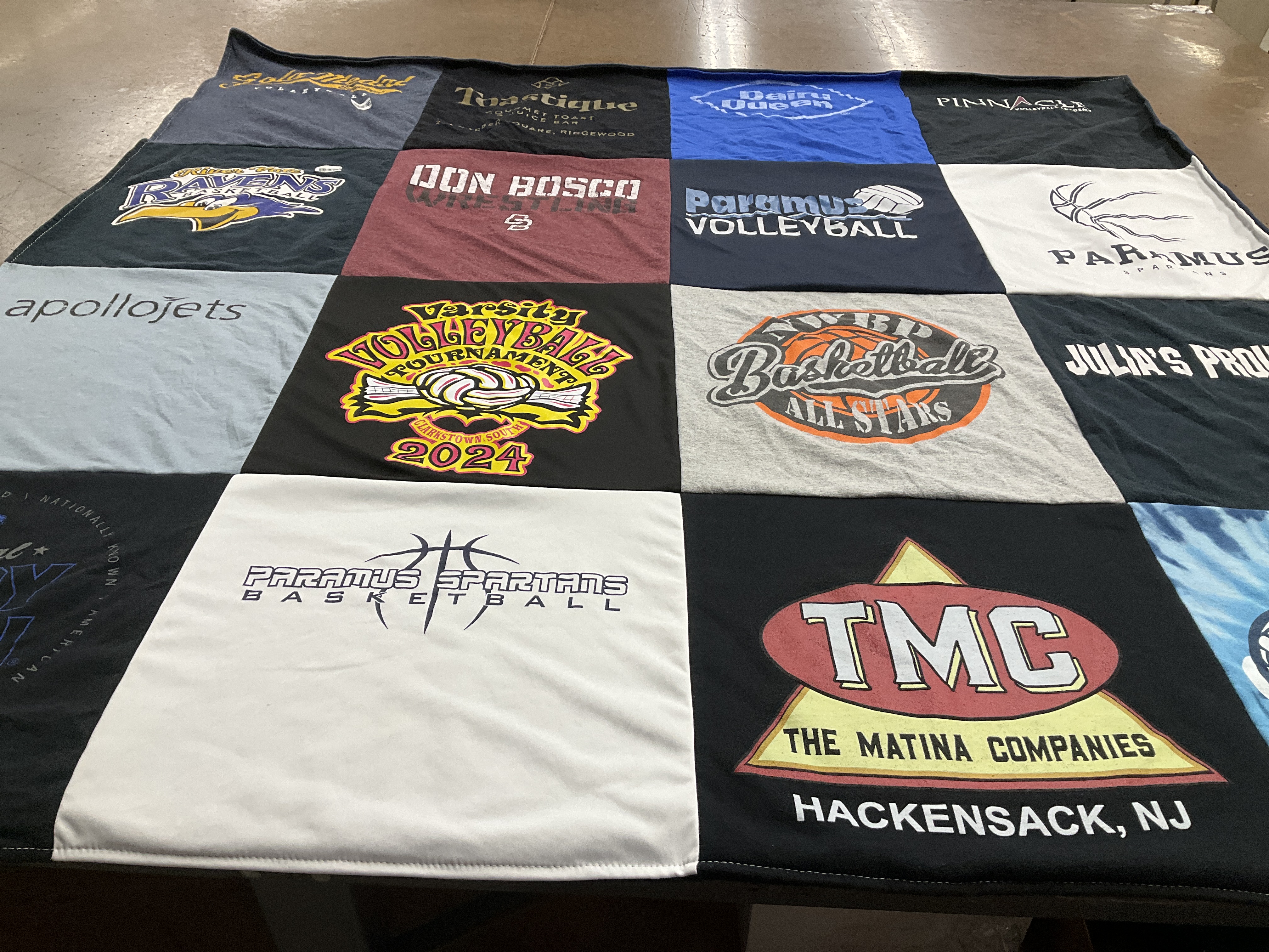 T-shirt quilt featuring paramus spartans basketball, paramus volleyball by Valerie from NJ