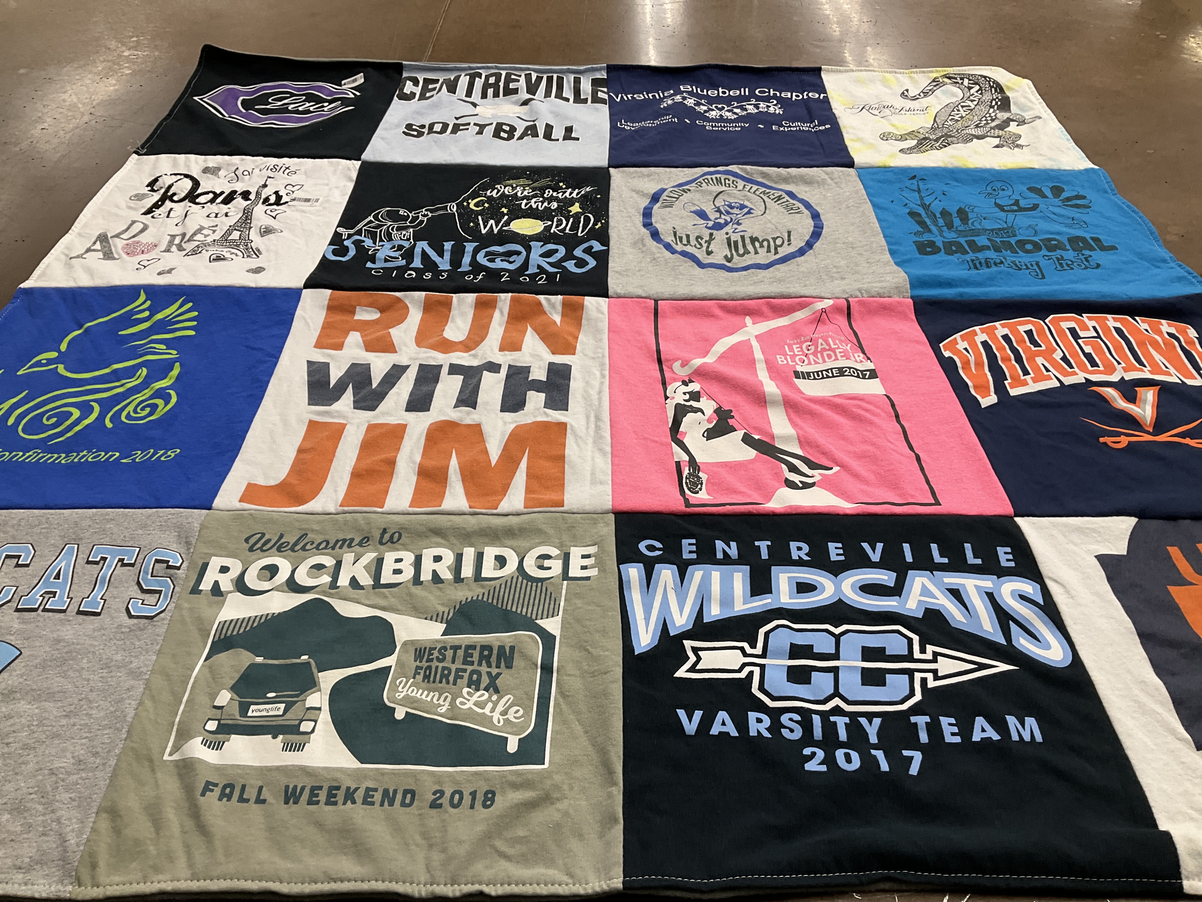 T-shirt quilt featuring centreville wildcats cross country varsity team, centreville wildcats by Sheryl from VA
