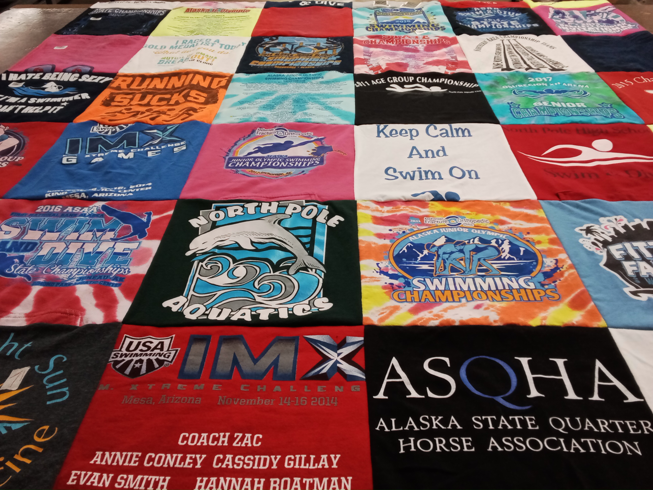 T-shirt quilt from north pole high school by Kristi from AK