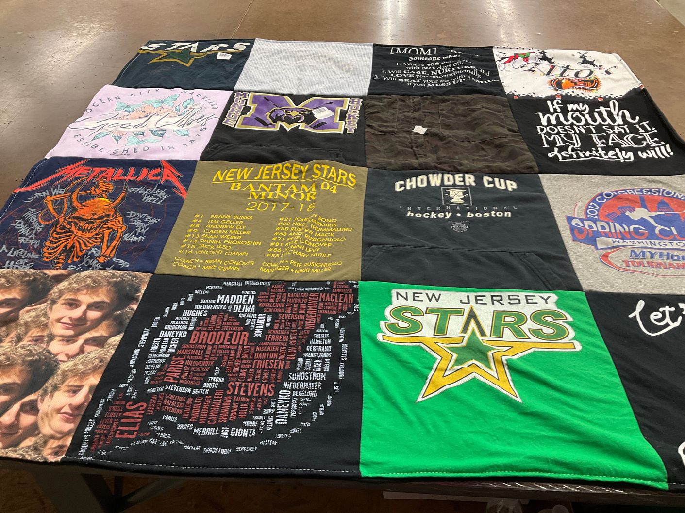 T-shirt quilt featuring new jersey stars by Billy from NJ