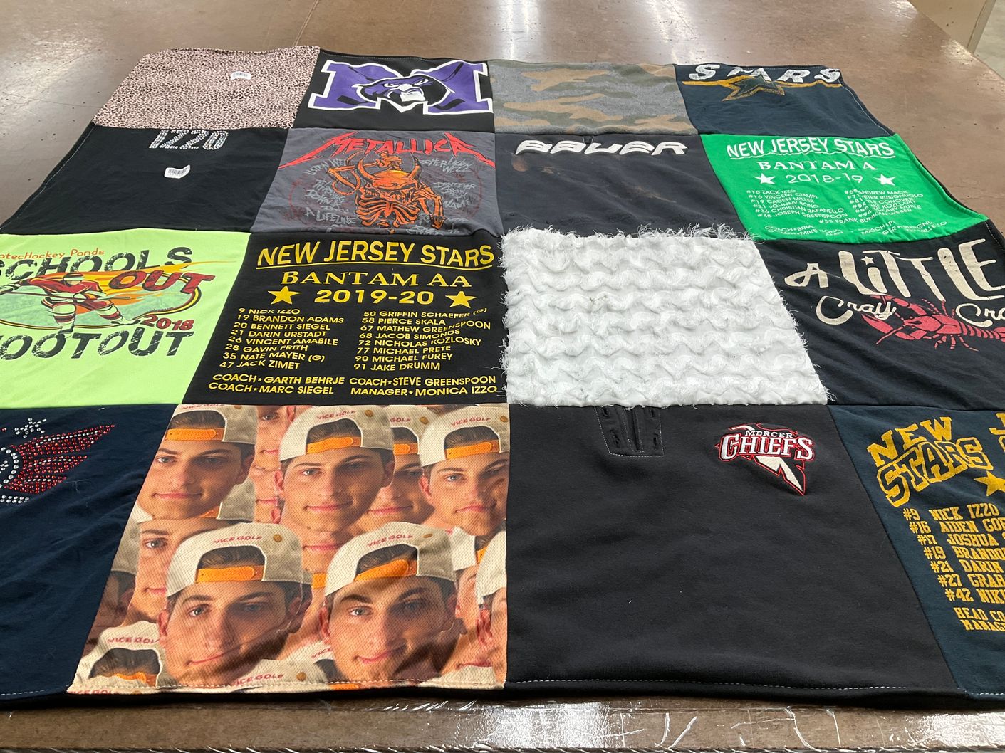 T-shirt quilt featuring new jersey stars bantam aa, mercer chiefs by Billy from NJ