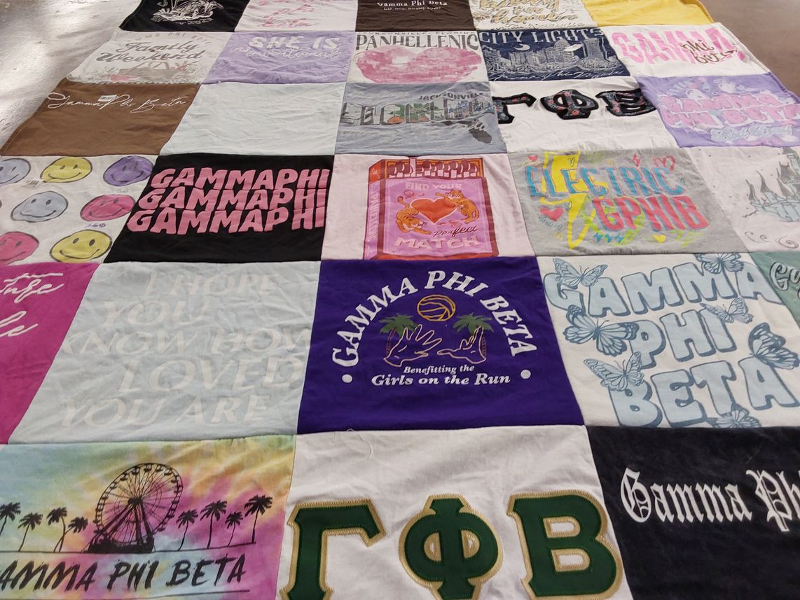 T-shirt quilt with sorority, sisterhood themes by Patrica from FL