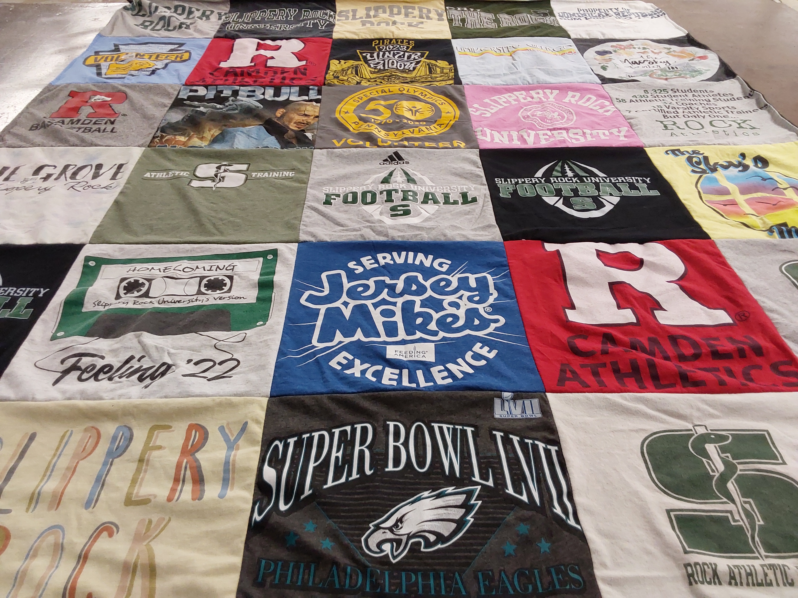 T-shirt quilt featuring slippery rock university football, philadelphia eagles by synclaire from NJ