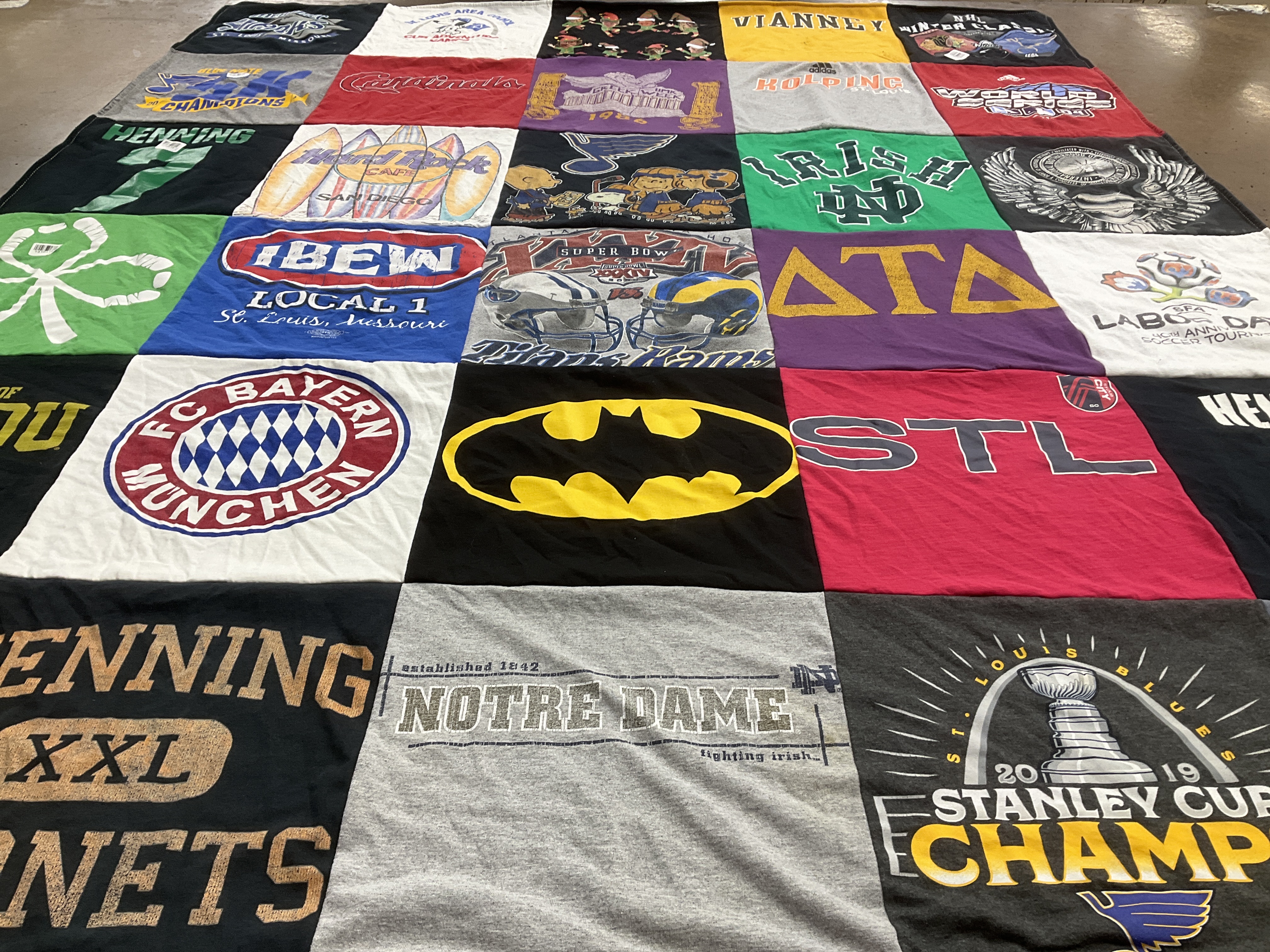 T-shirt quilt featuring st. louis blues, f.c. bayern munchen by Konnie from MO