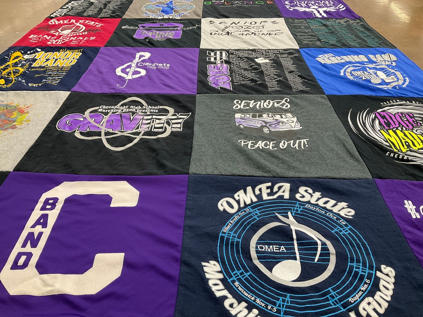 T-shirt quilt from chesapeake high school by Abbey from WV