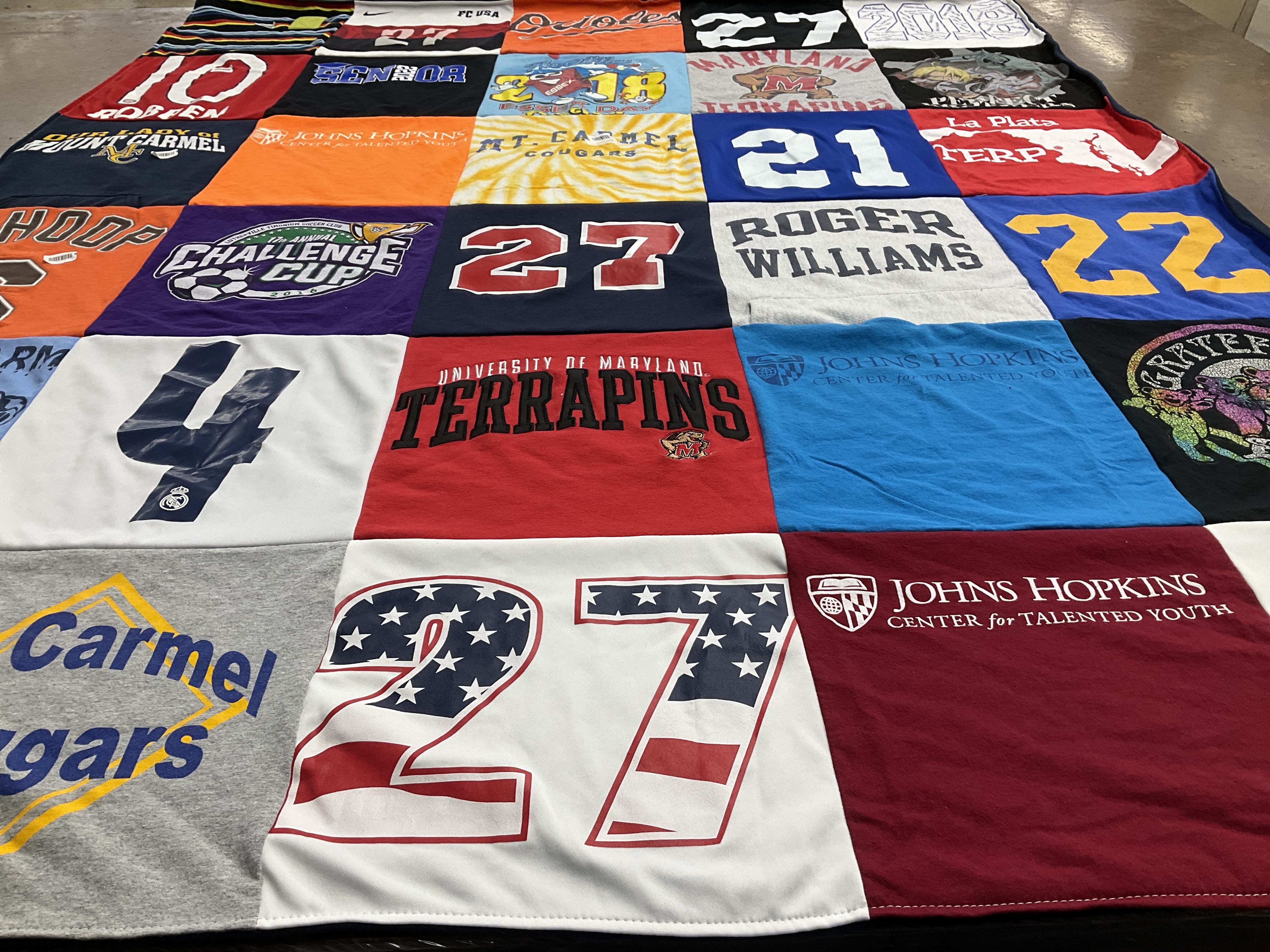 T-shirt quilt featuring carmel cougars by Lisa from MD
