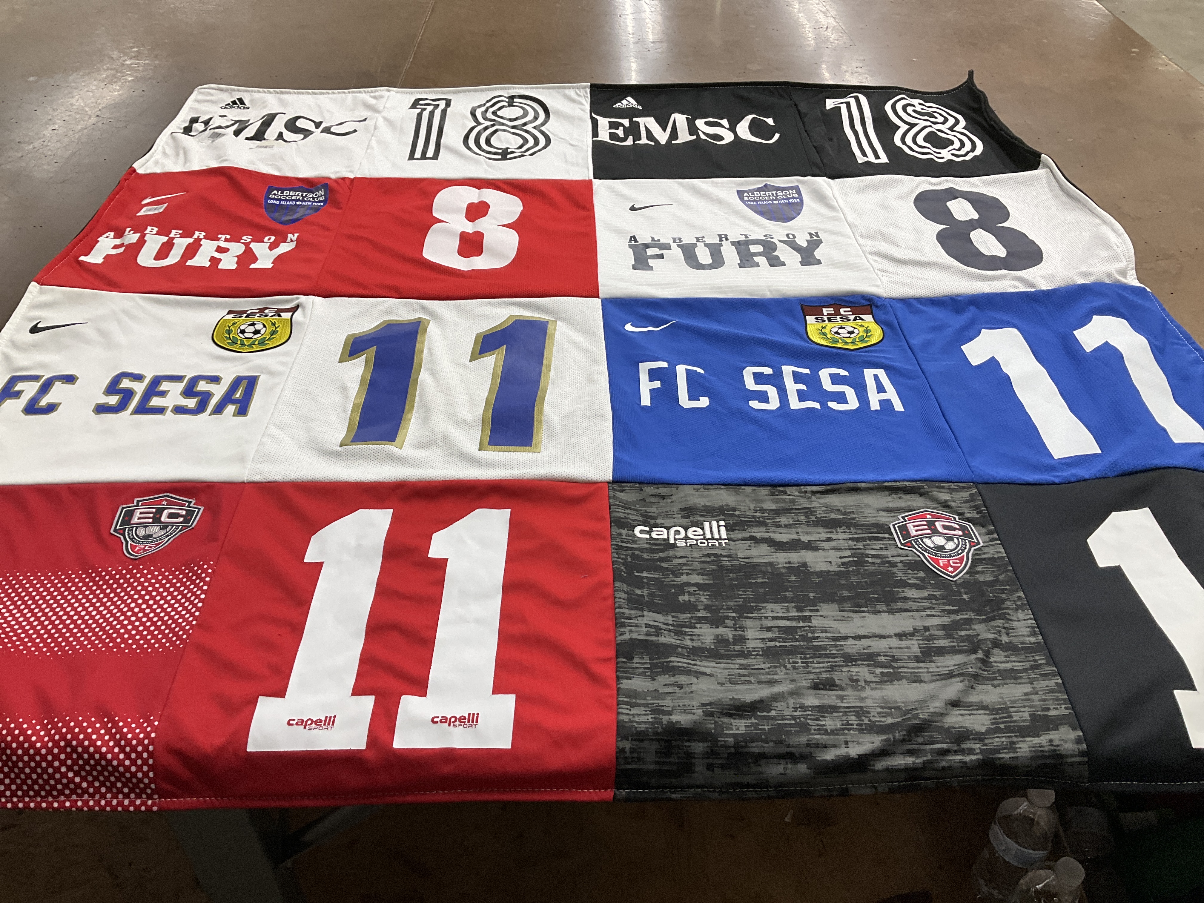T-shirt quilt with soccer, team sports themes by Diana from NY