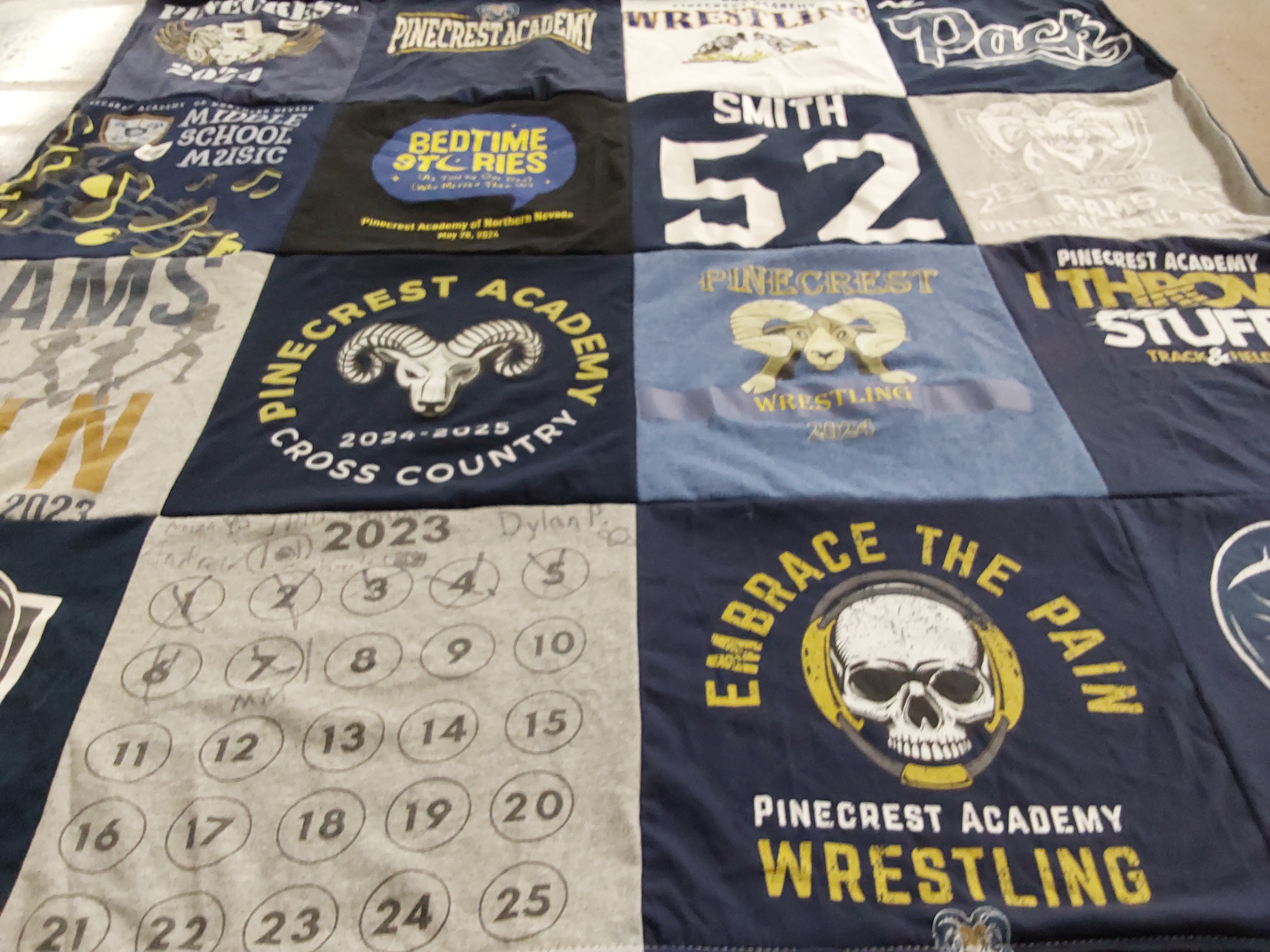 T-shirt quilt featuring pinecrest academy wrestling by Janine from NV