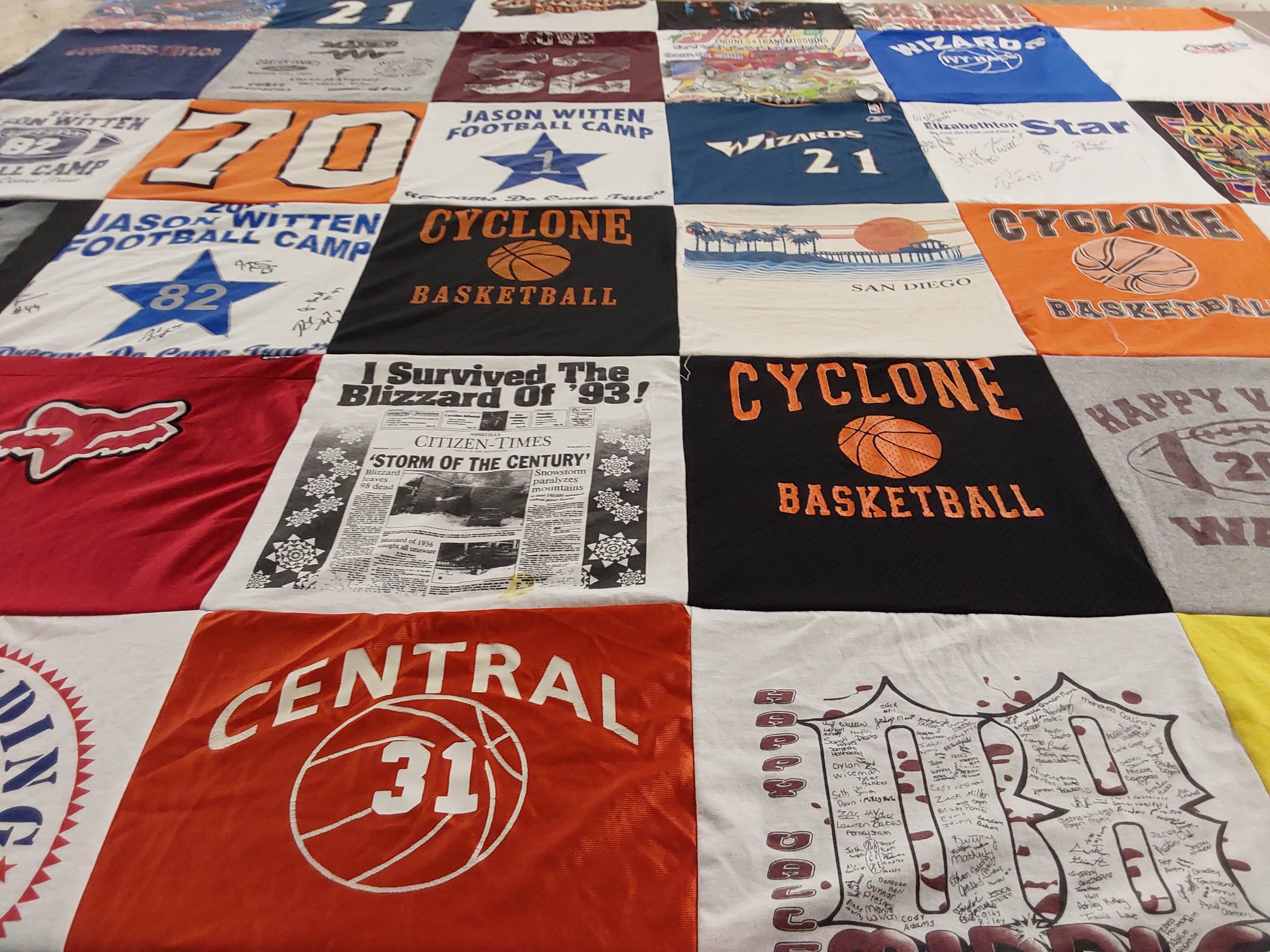T-shirt quilt featuring cyclone basketball by Lisa from TN
