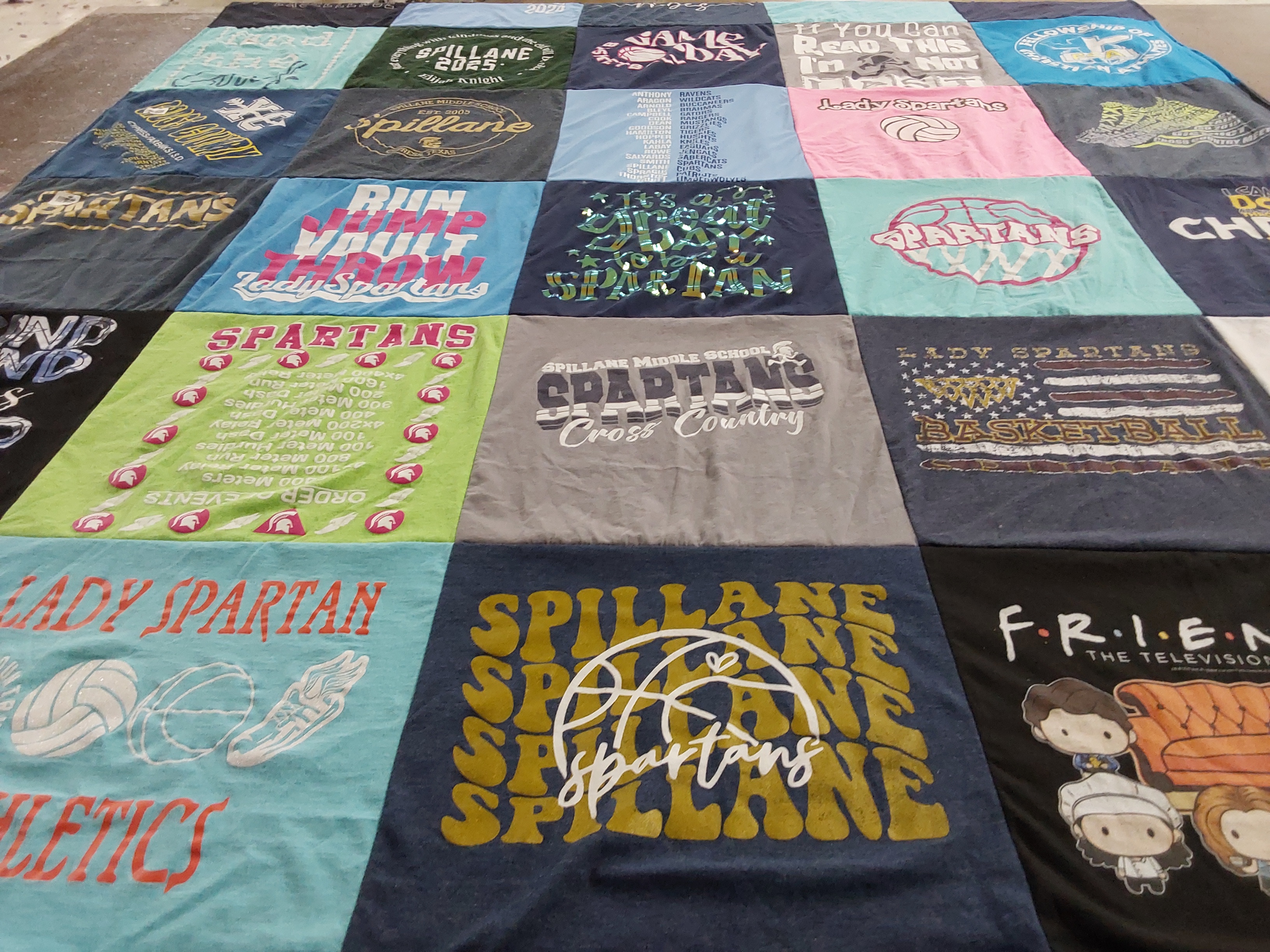 T-shirt quilt featuring spartans, lady spartans by Molly from TX