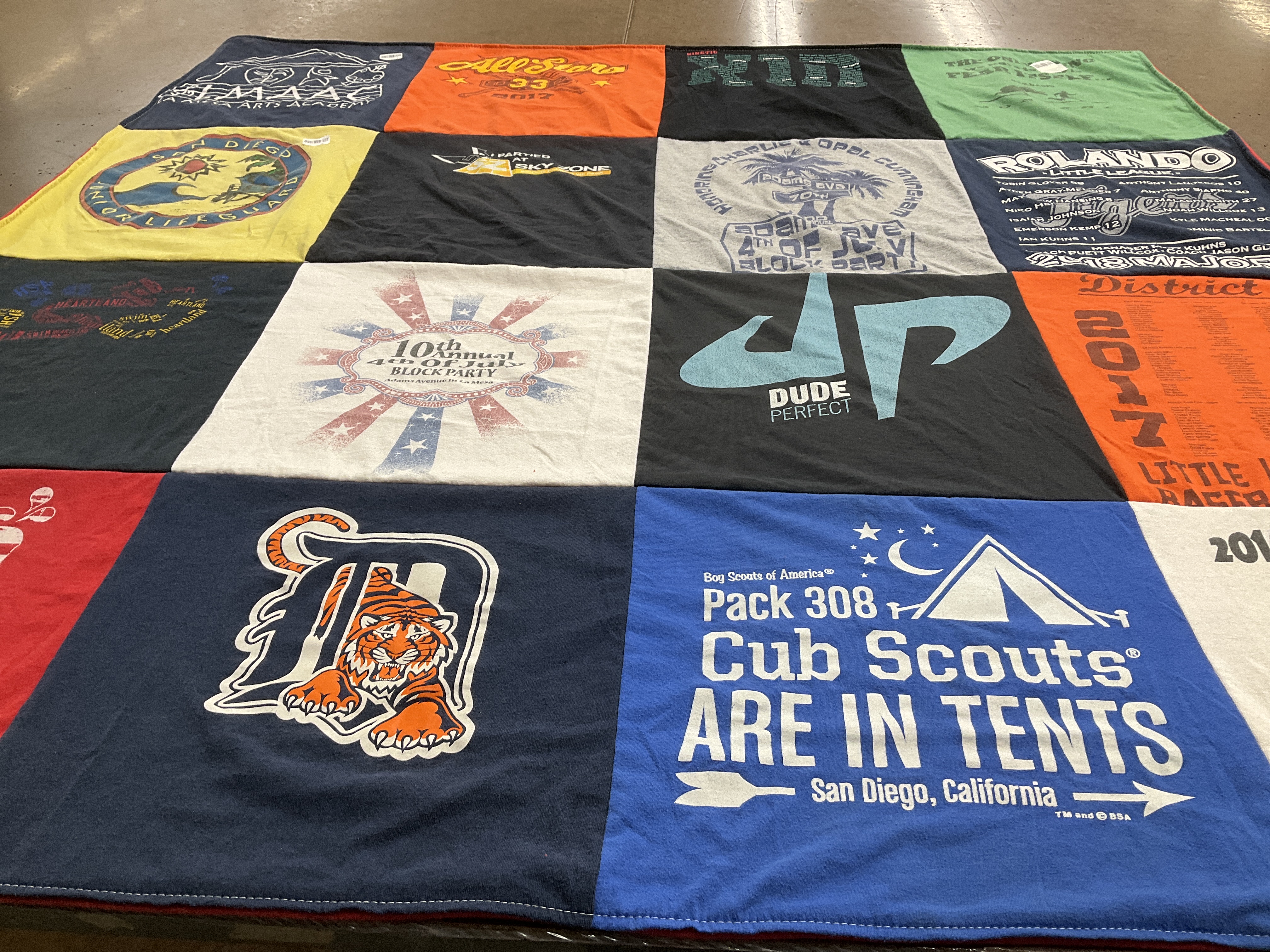 T-shirt quilt with scouting, communityevents themes by Marian from CA