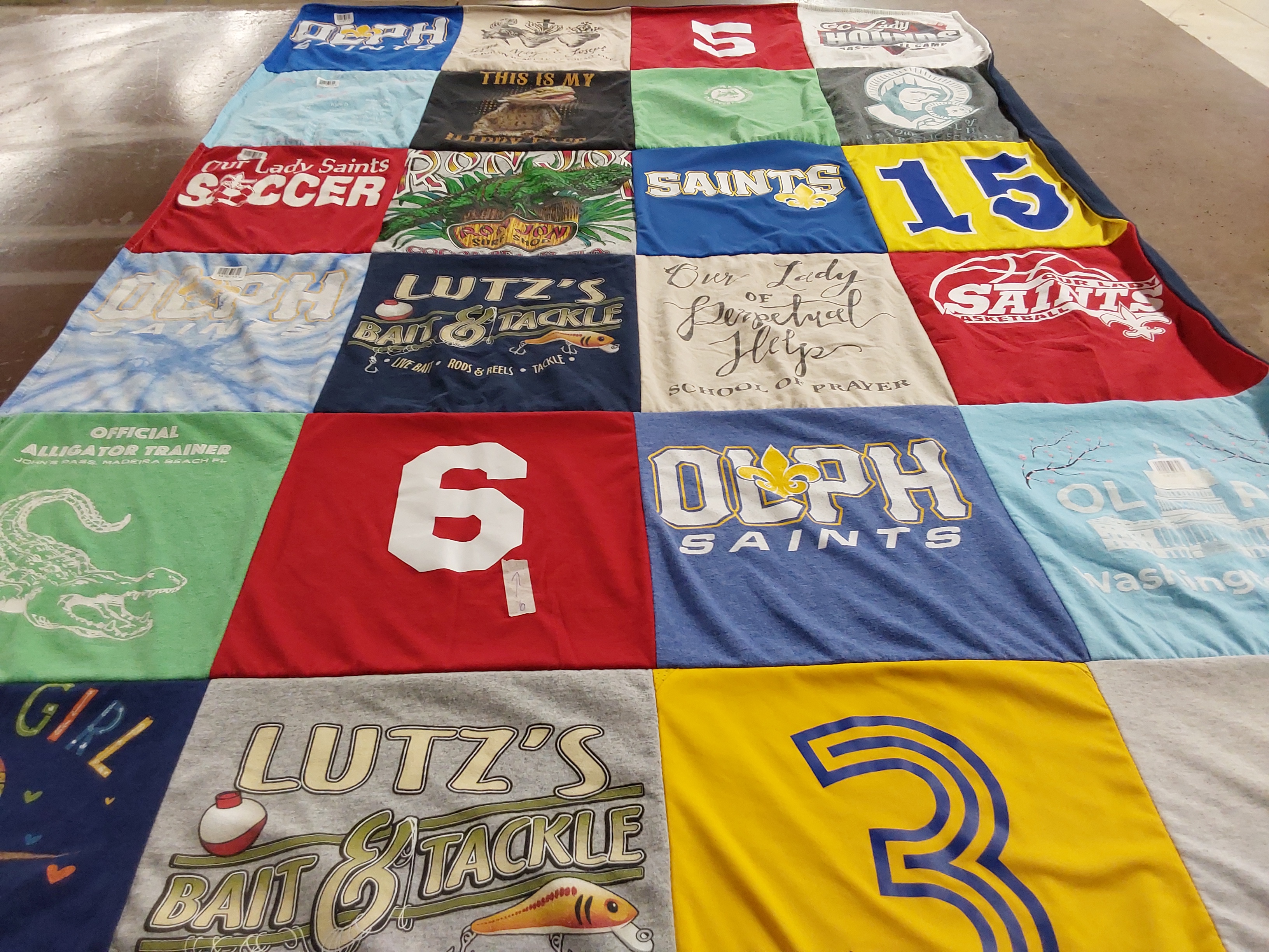 T-shirt quilt featuring saints basketball team by Christy from OH