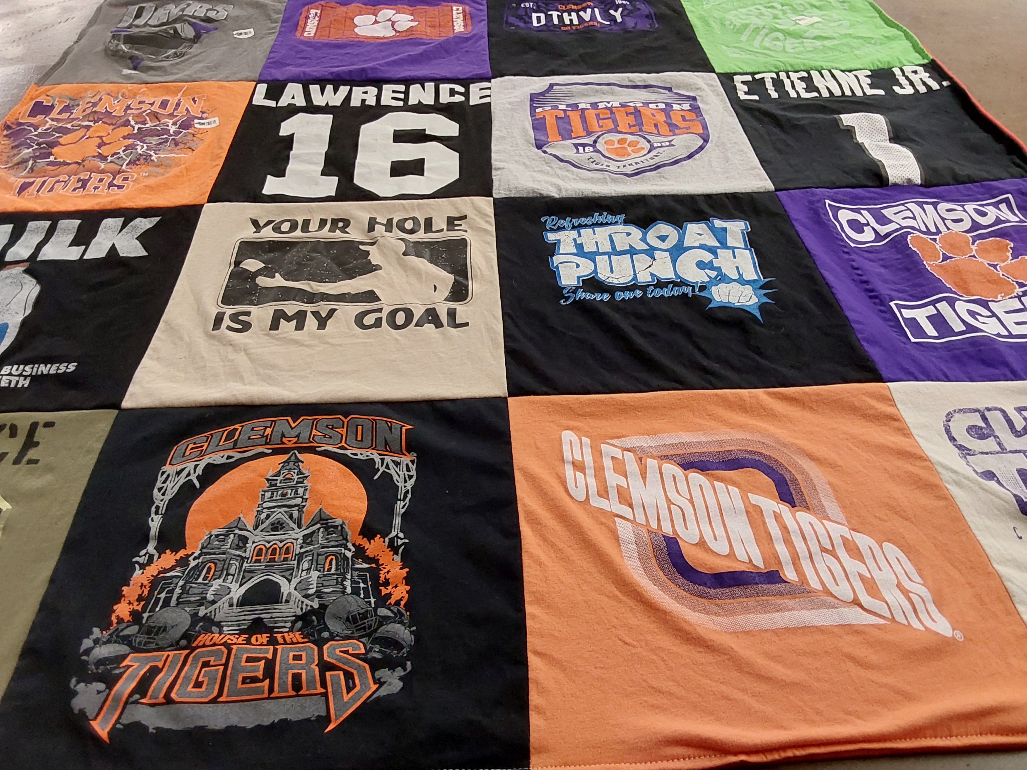 T-shirt quilt featuring clemson tigers football by James from TN