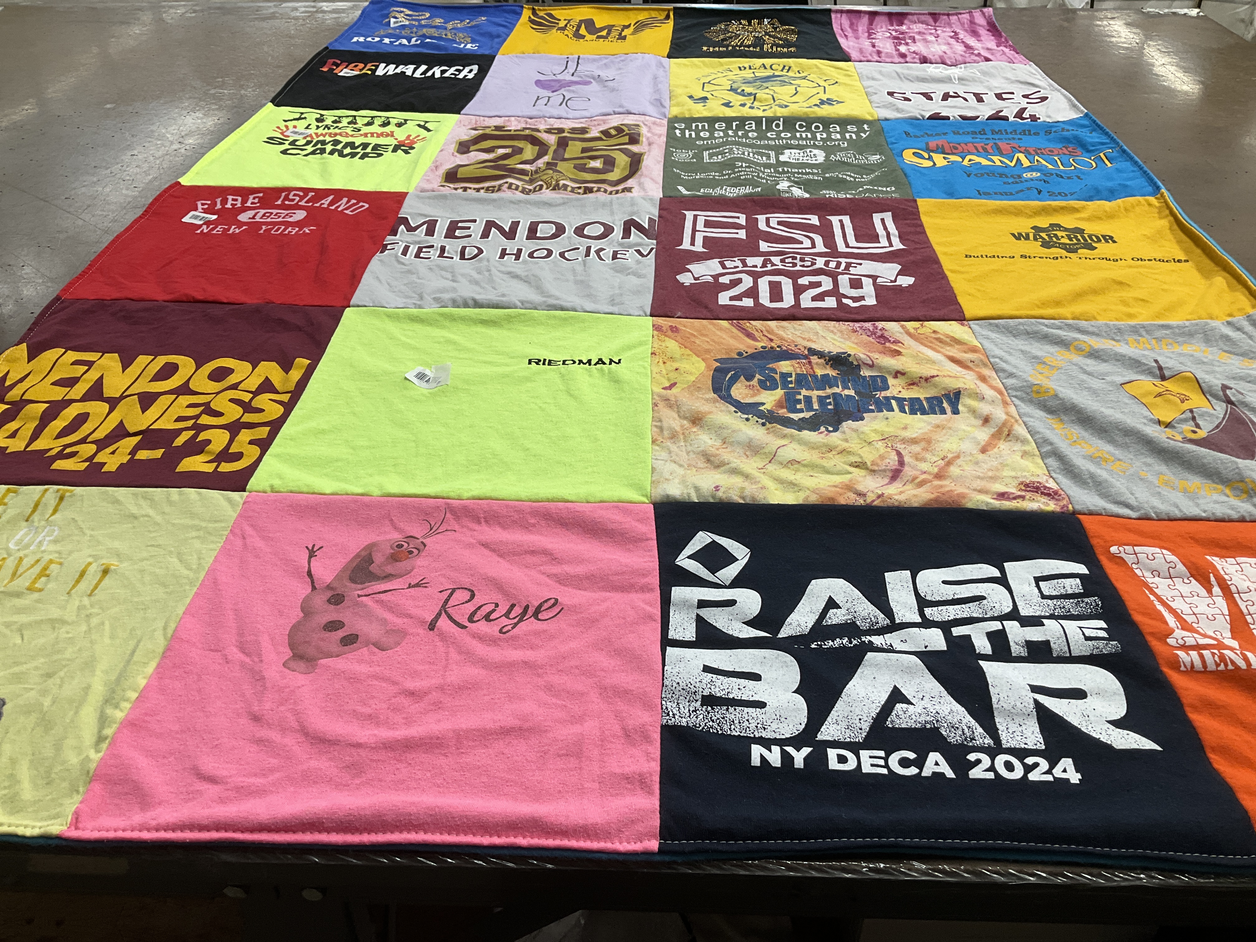 T-shirt quilt from fairfield state university, mendon high school by Sean from NY