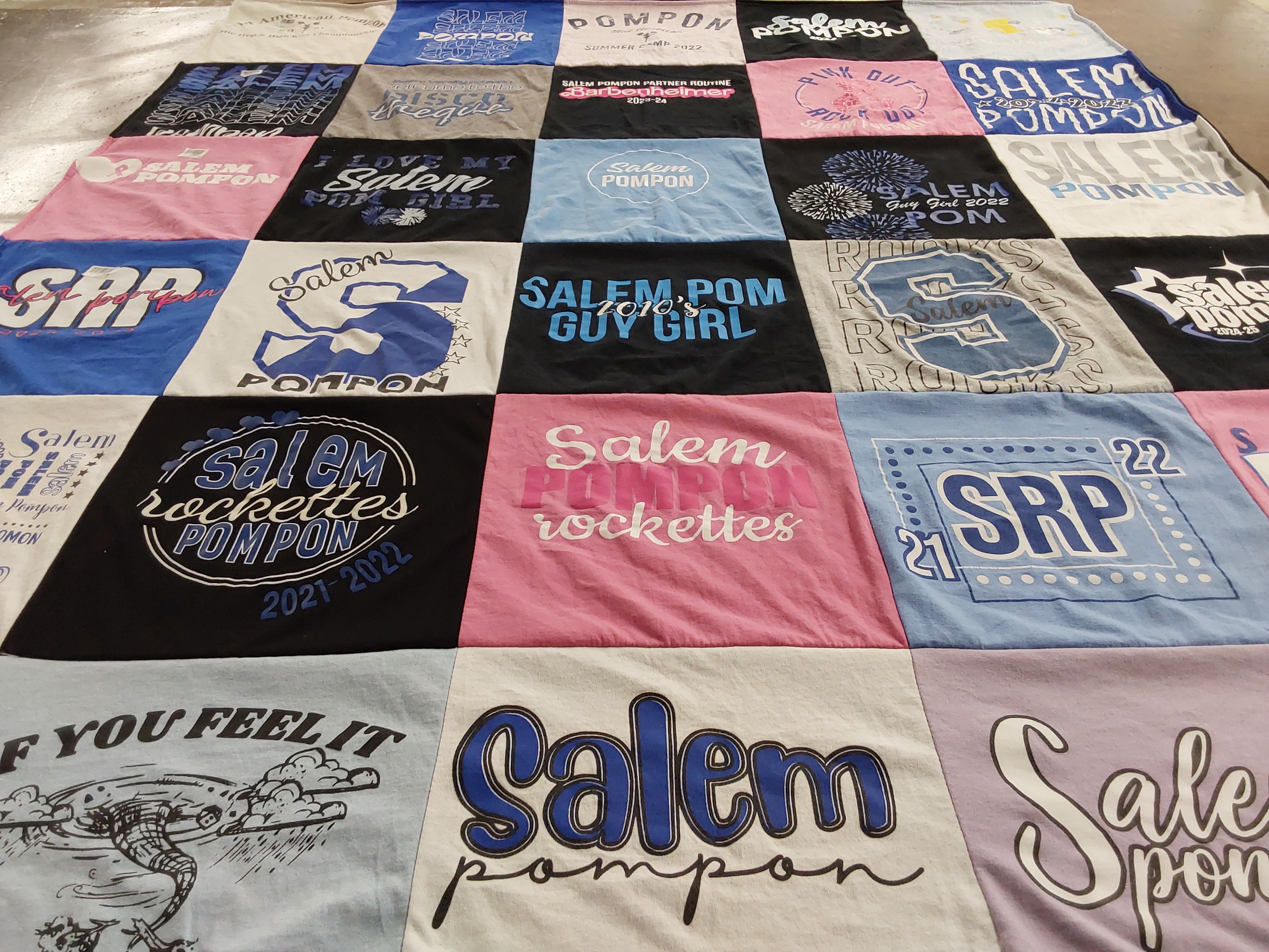 T-shirt quilt featuring salem rockettes by Mikayla from MI