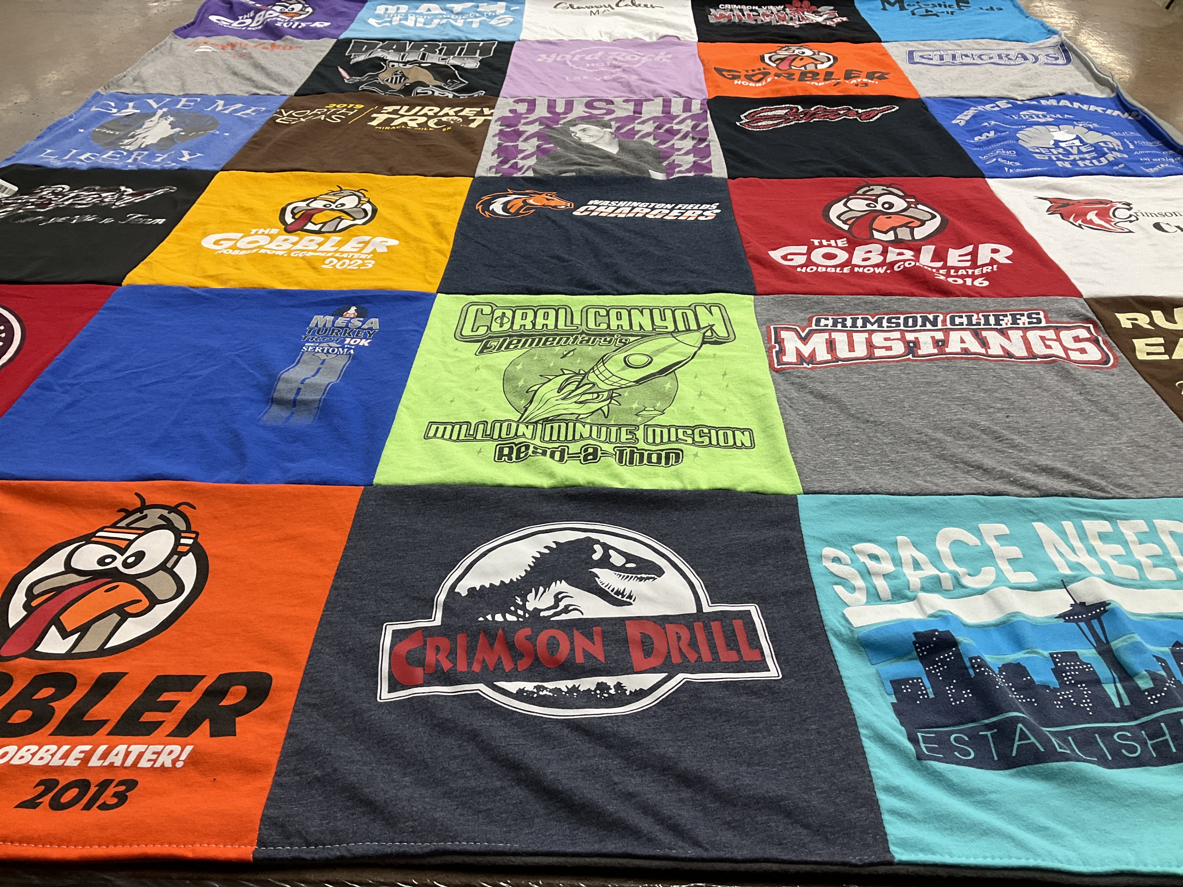 T-shirt quilt with sports, education themes by James from UT