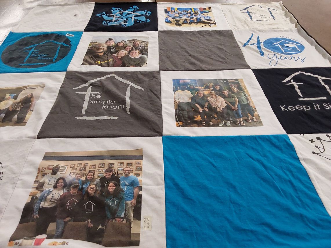 T-shirt quilt with volunteering, community service themes by Hannah from IL