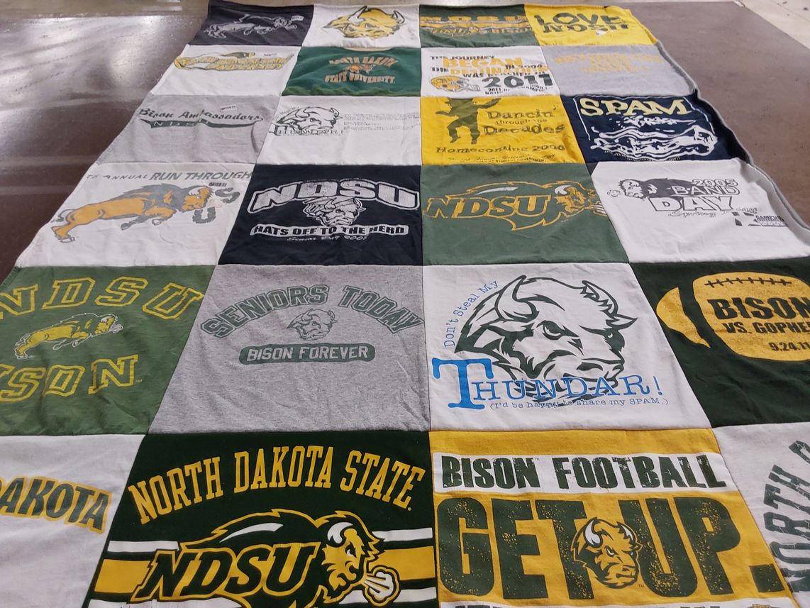 T-shirt quilt featuring north dakota state bison football by Kelsey from MN