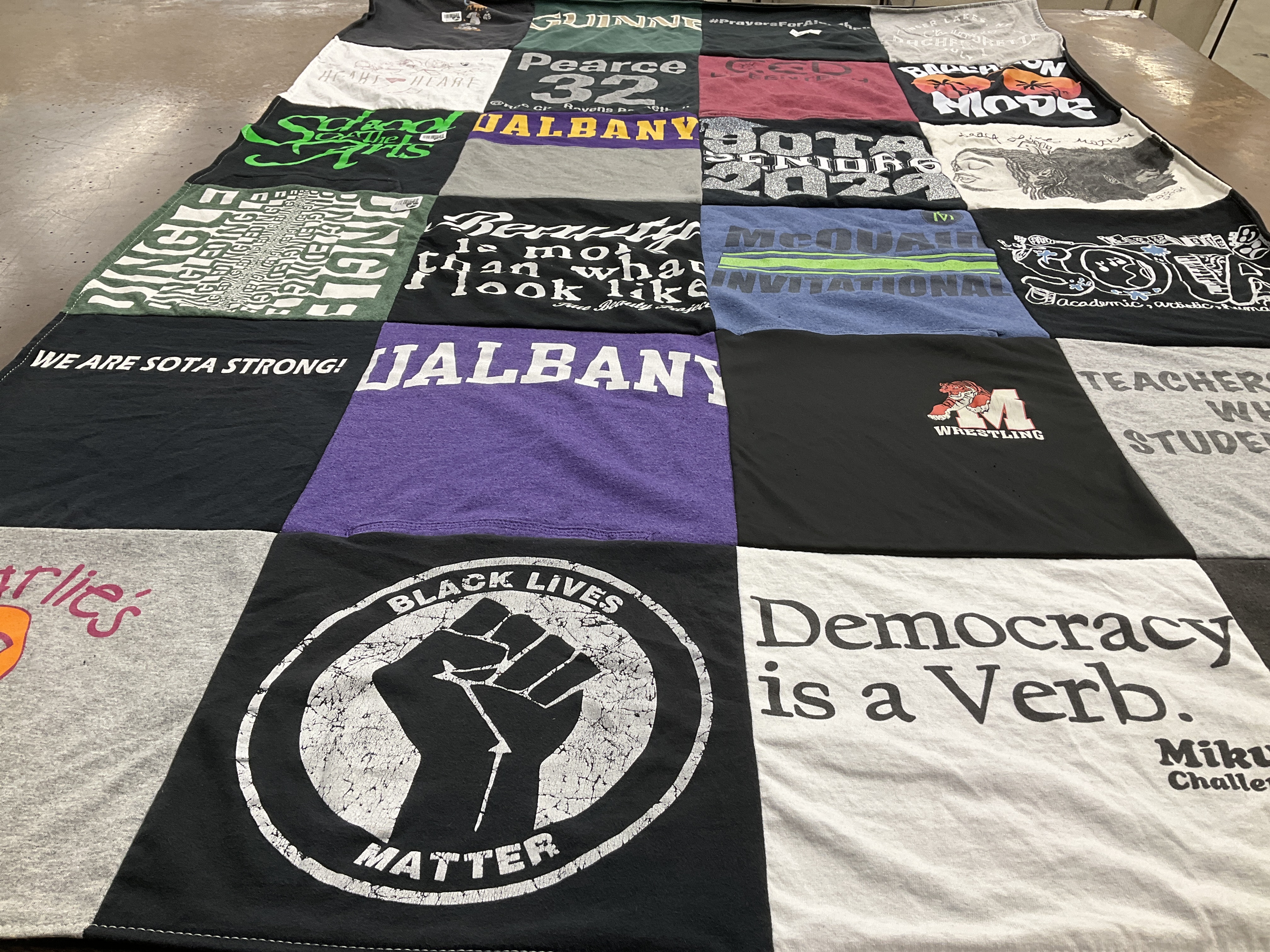 T-shirt quilt featuring wrestling team by Katharine from NY