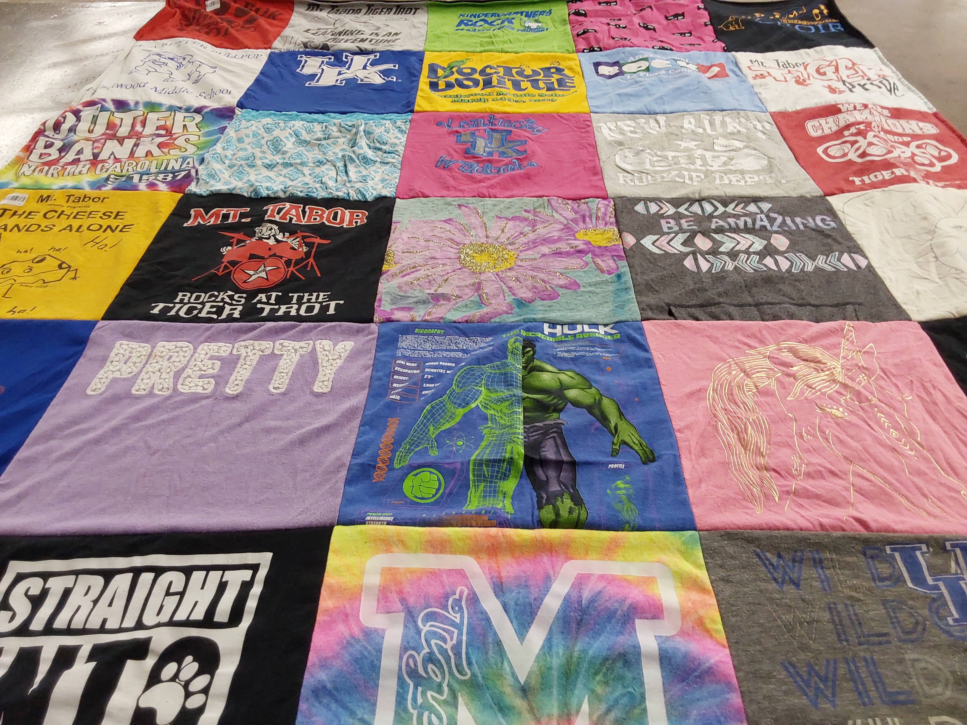 T-shirt quilt from mt tabor high school by Abigail from IN