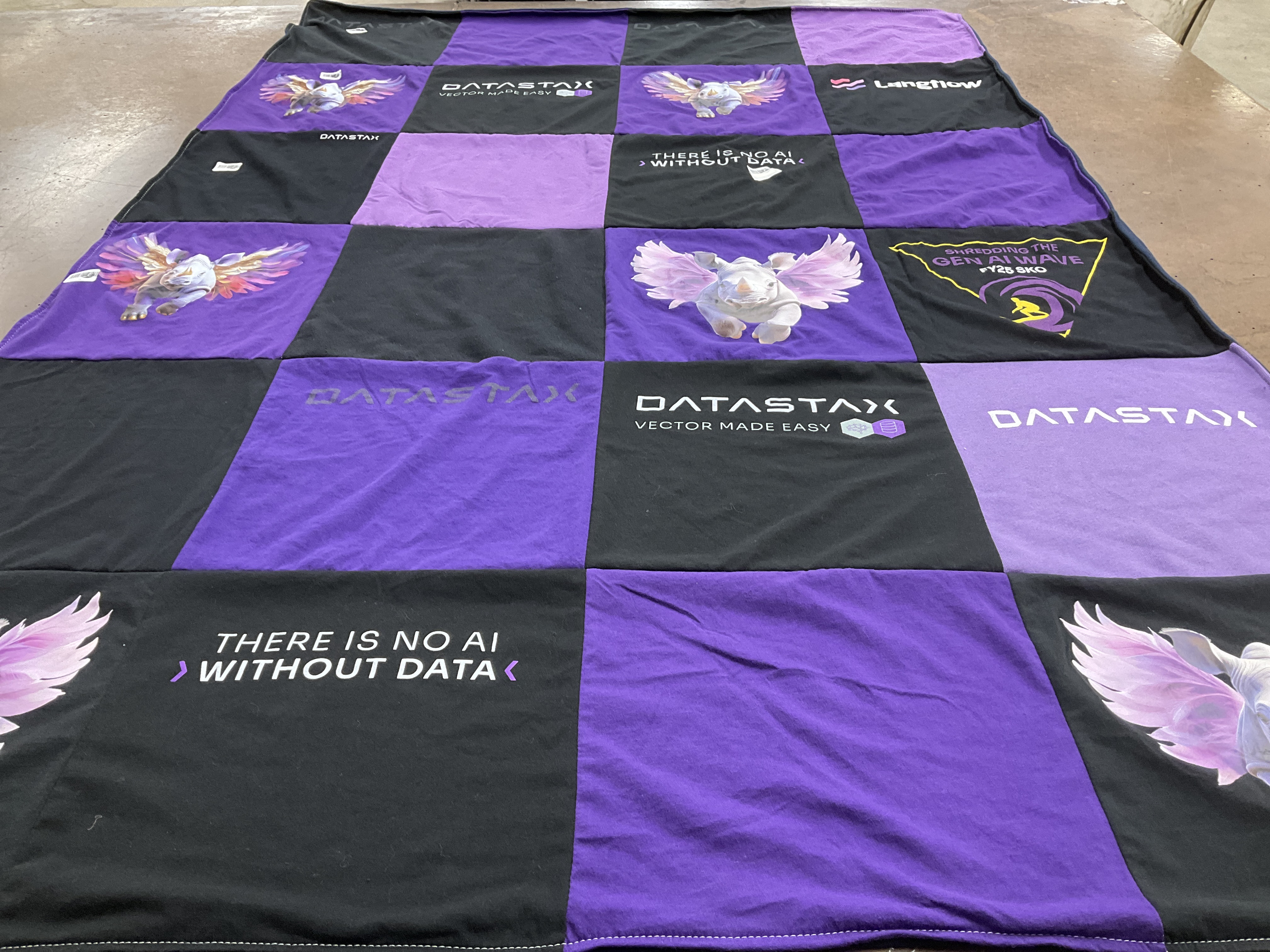T-shirt quilt with data science, artificial intelligence themes by Carter from WA